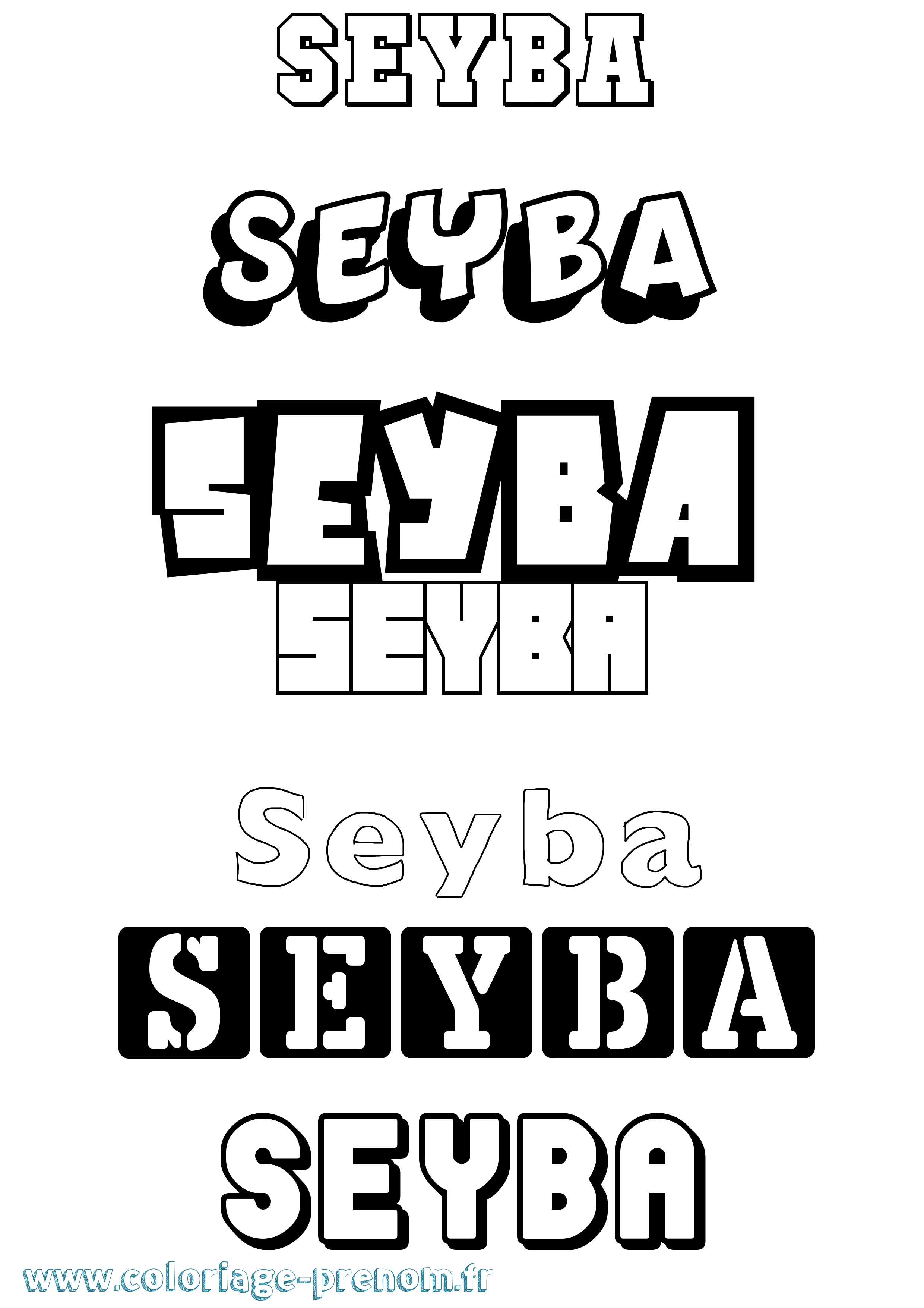 Coloriage prénom Seyba Simple