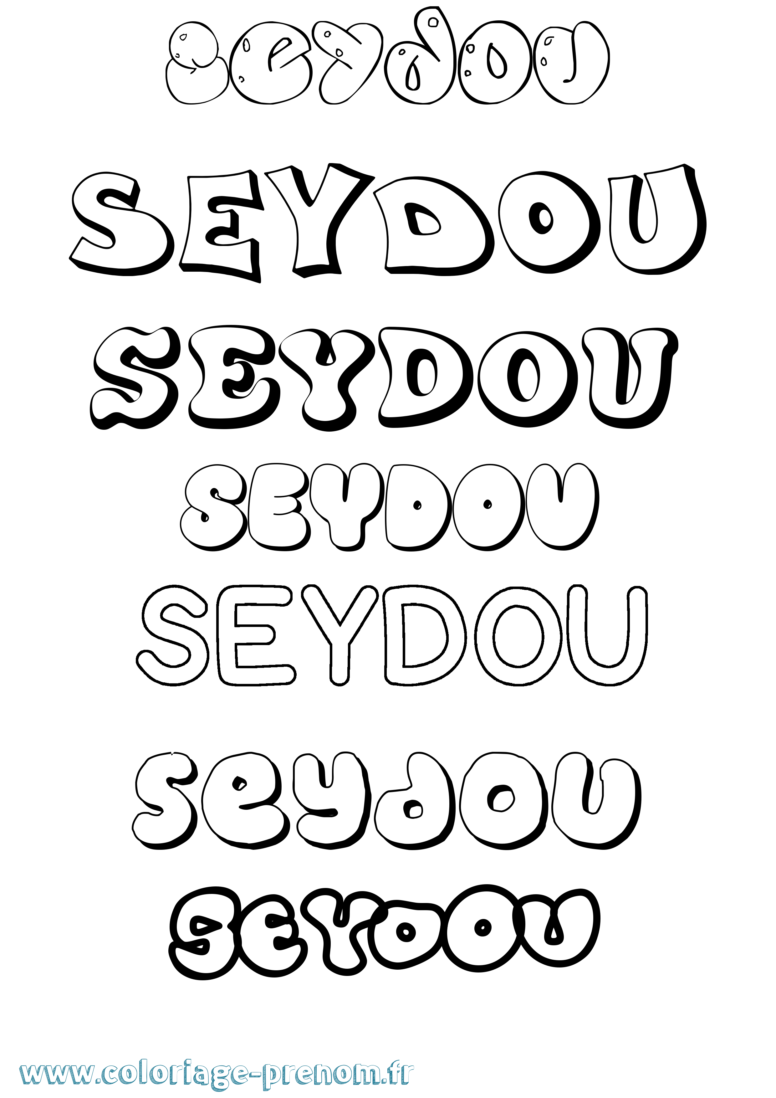 Coloriage prénom Seydou Bubble
