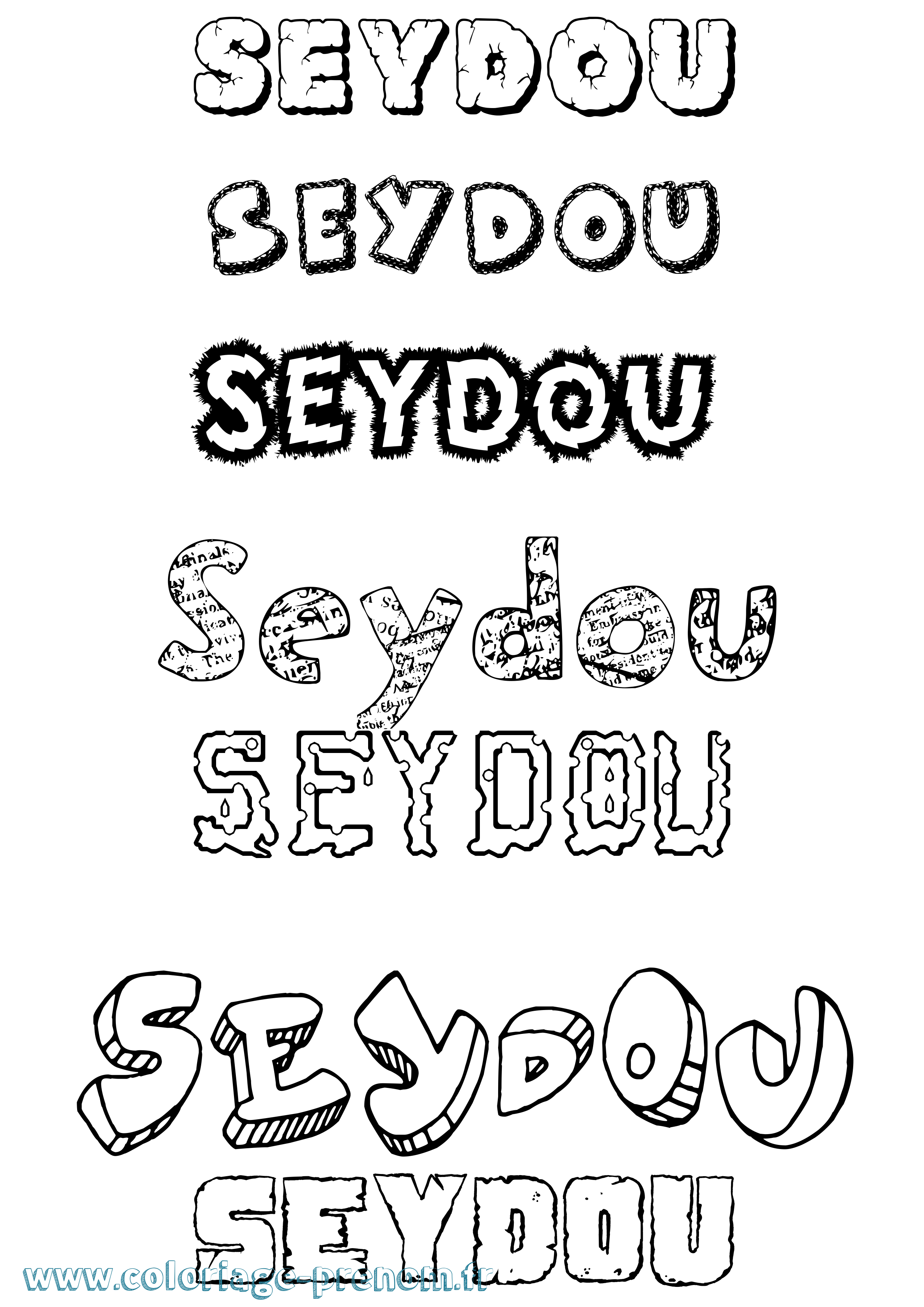 Coloriage prénom Seydou Destructuré