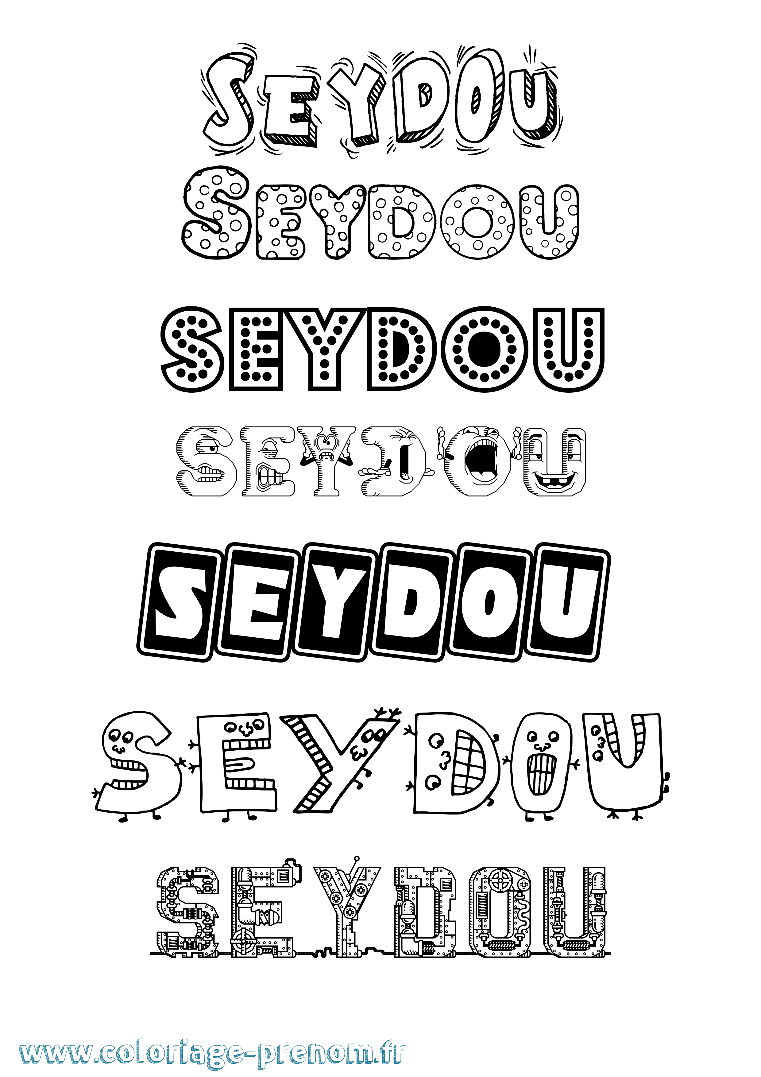 Coloriage prénom Seydou Fun