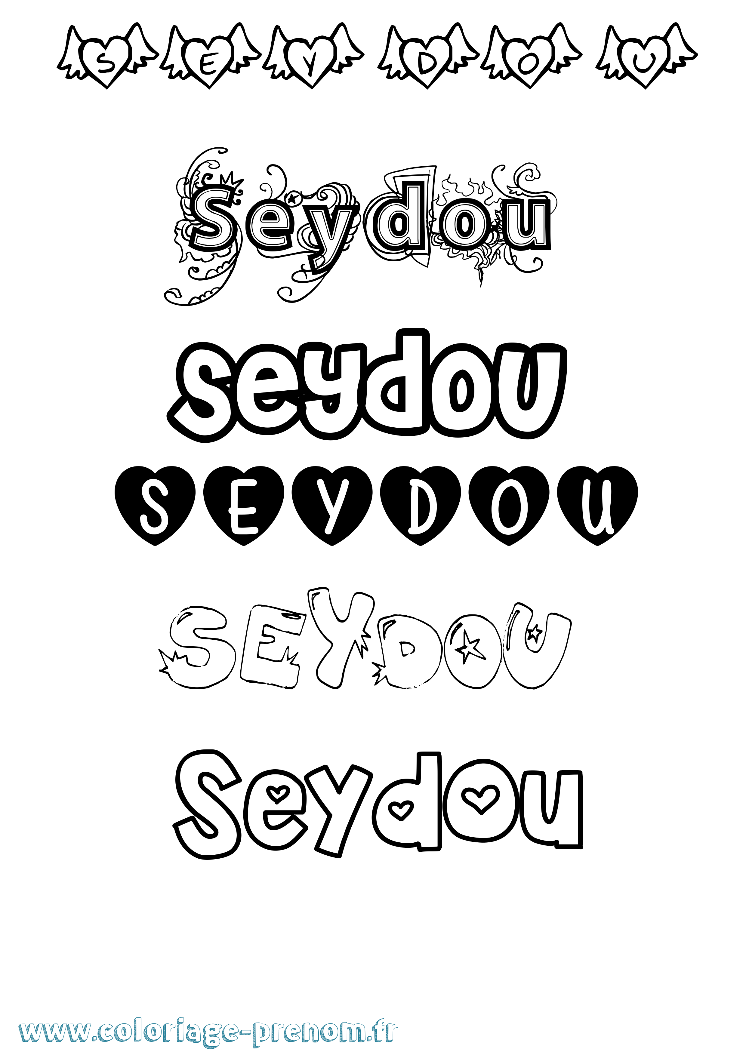 Coloriage prénom Seydou Girly