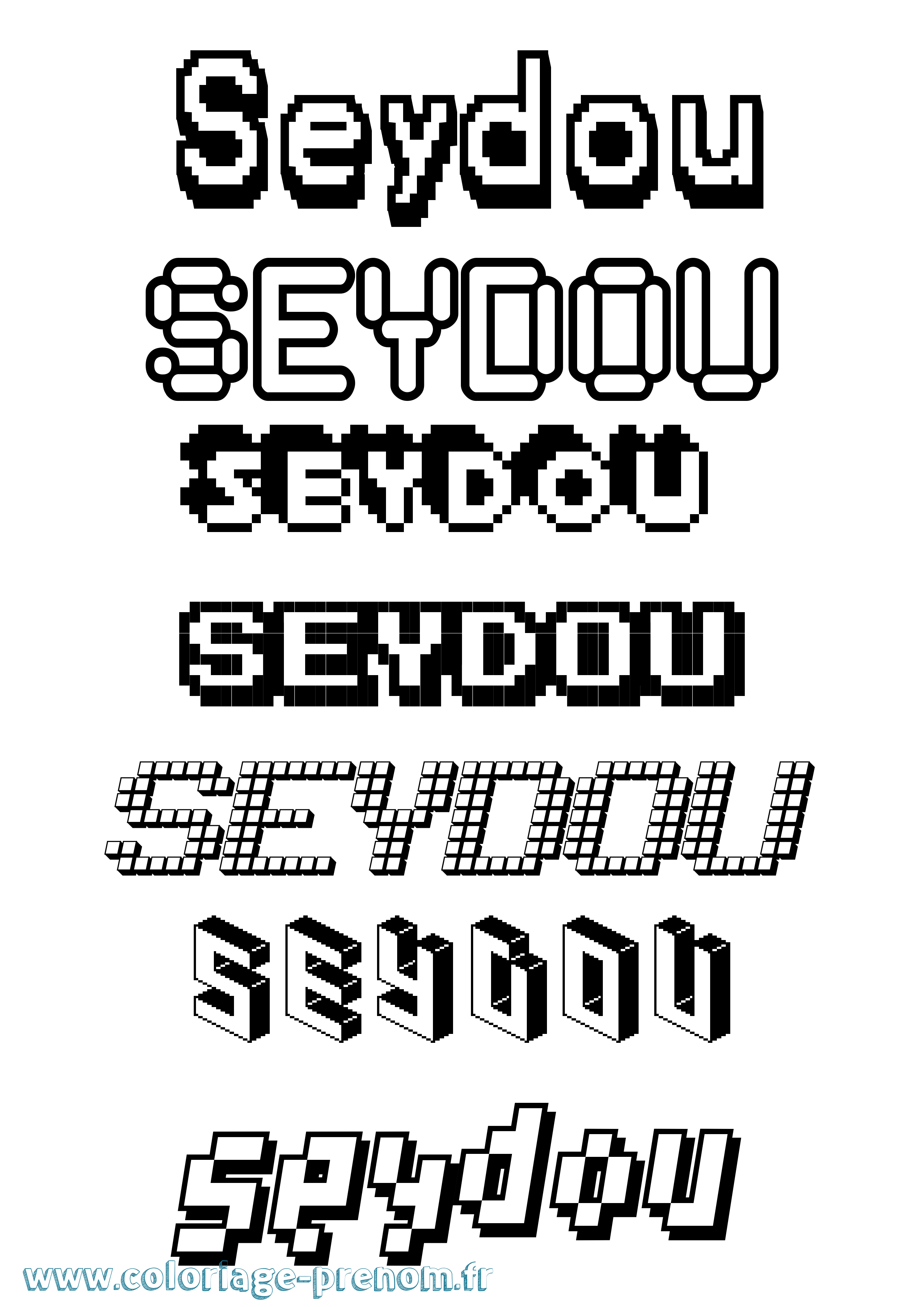 Coloriage prénom Seydou Pixel