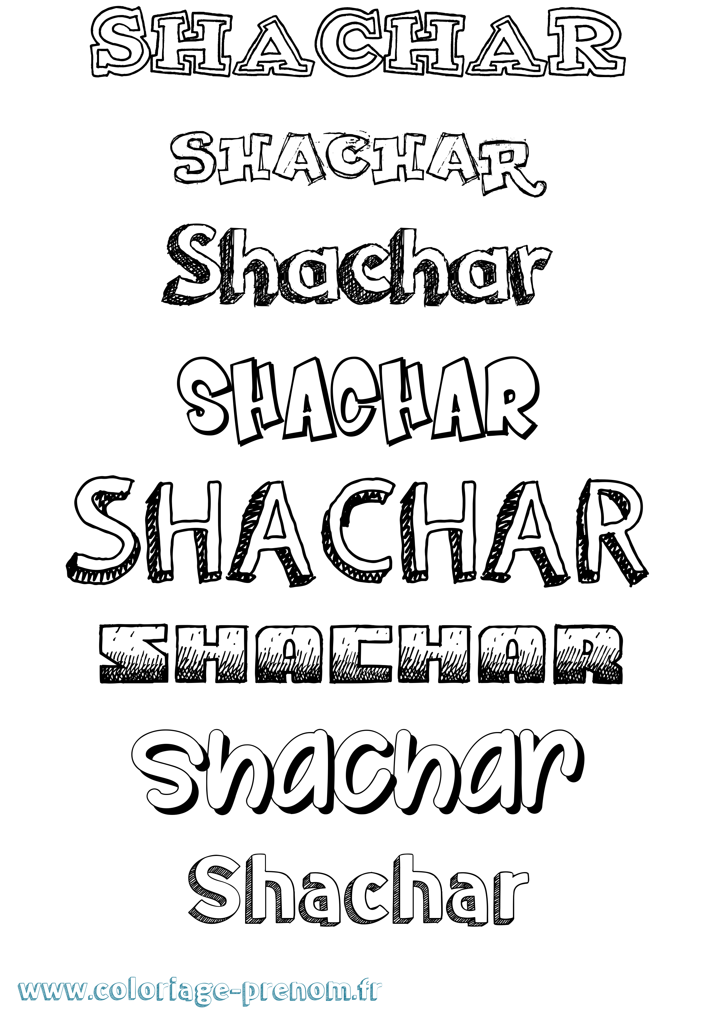 Coloriage prénom Shachar Dessiné