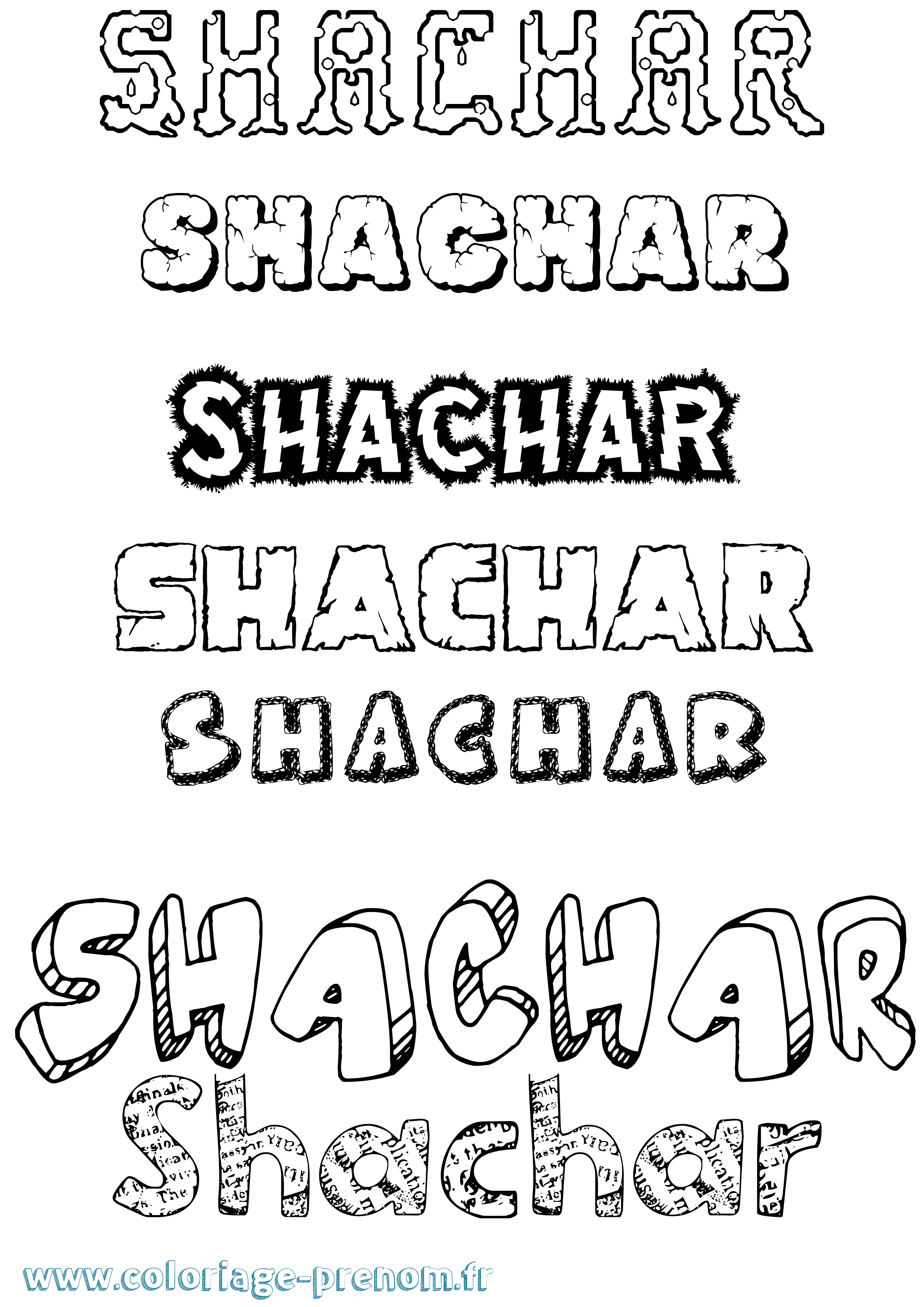 Coloriage prénom Shachar Destructuré