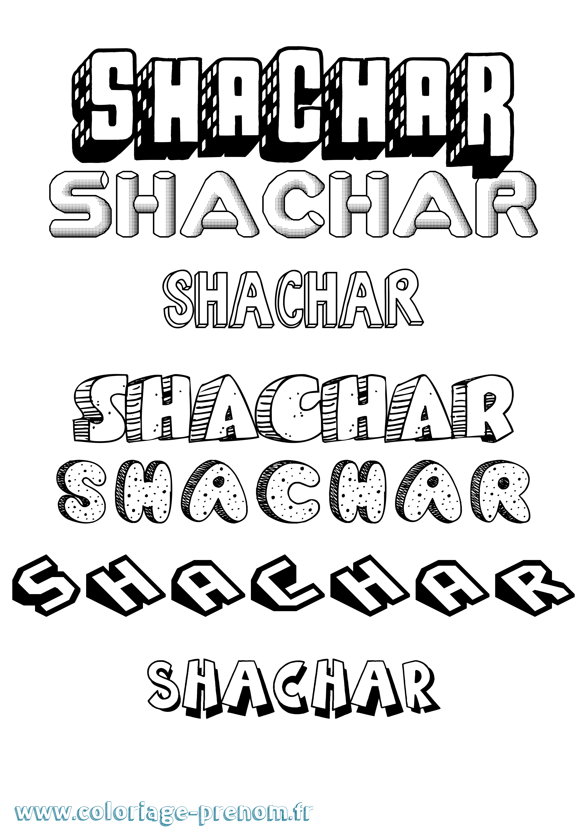 Coloriage prénom Shachar Effet 3D