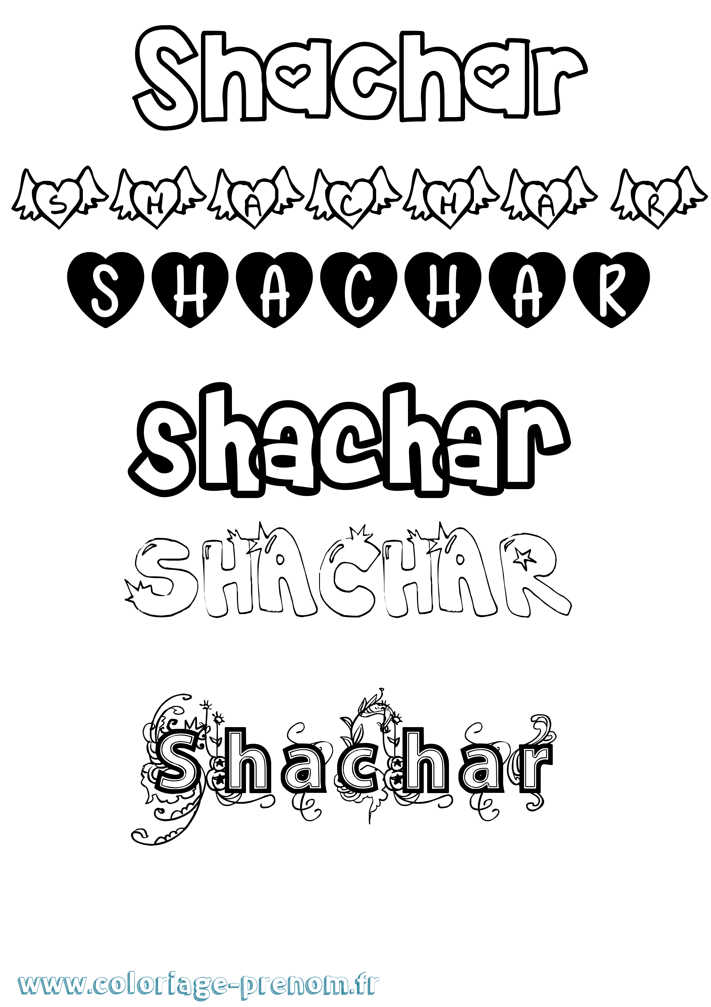 Coloriage prénom Shachar Girly