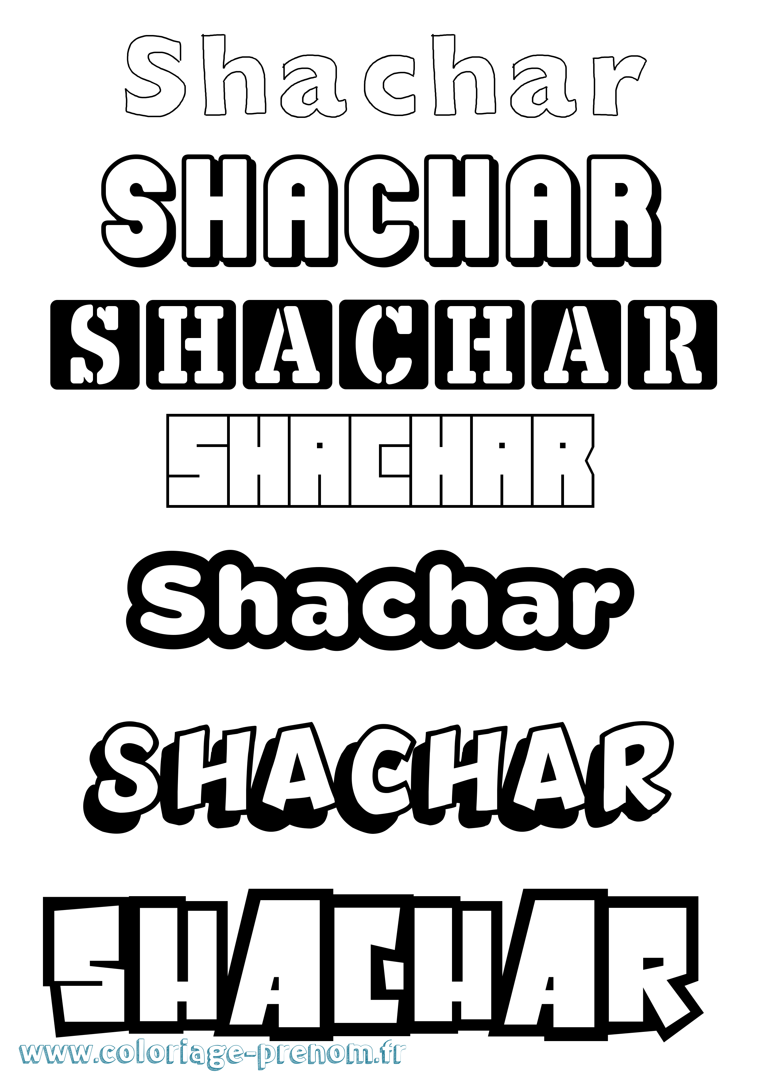 Coloriage prénom Shachar Simple