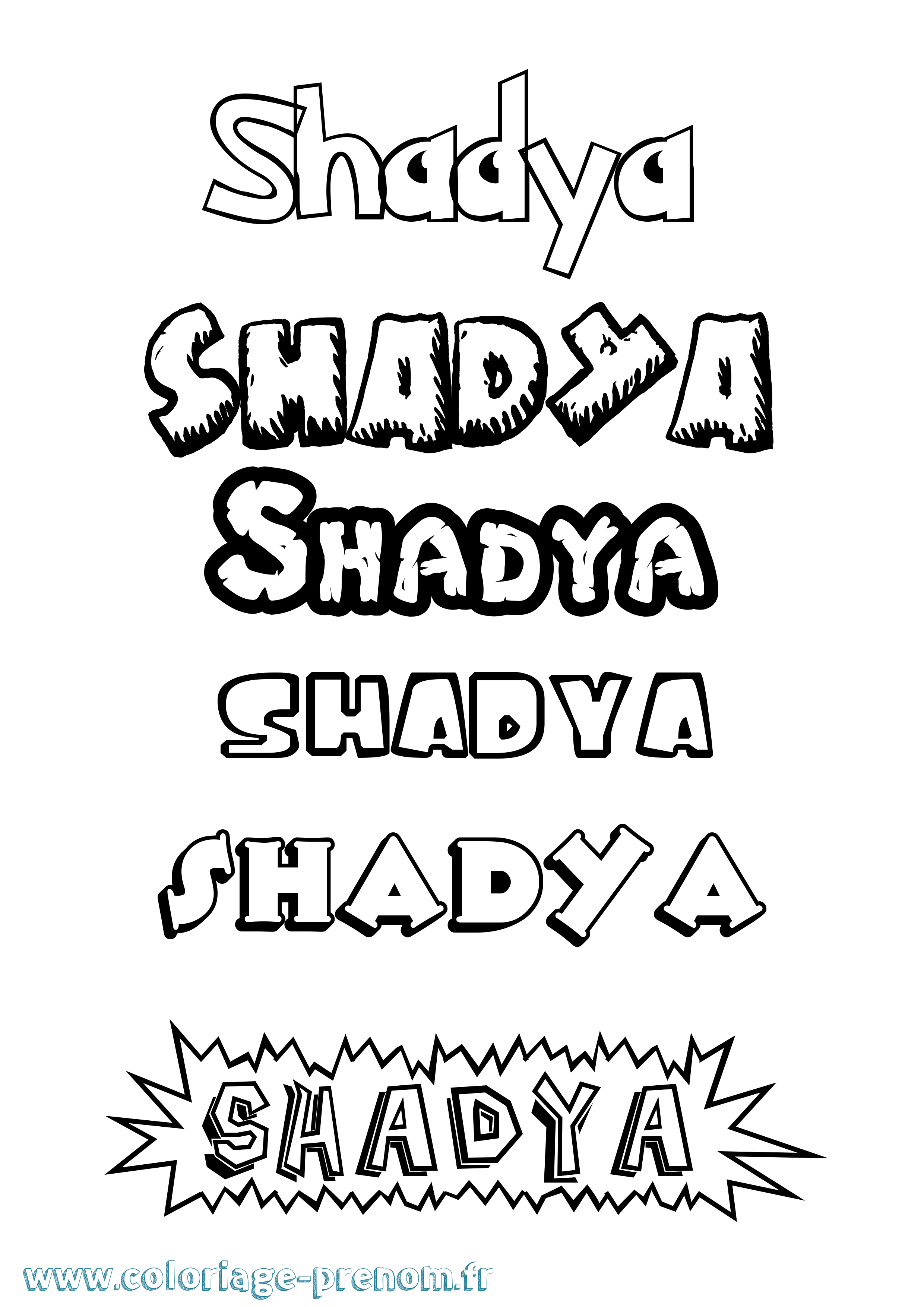 Coloriage prénom Shadya Dessin Animé