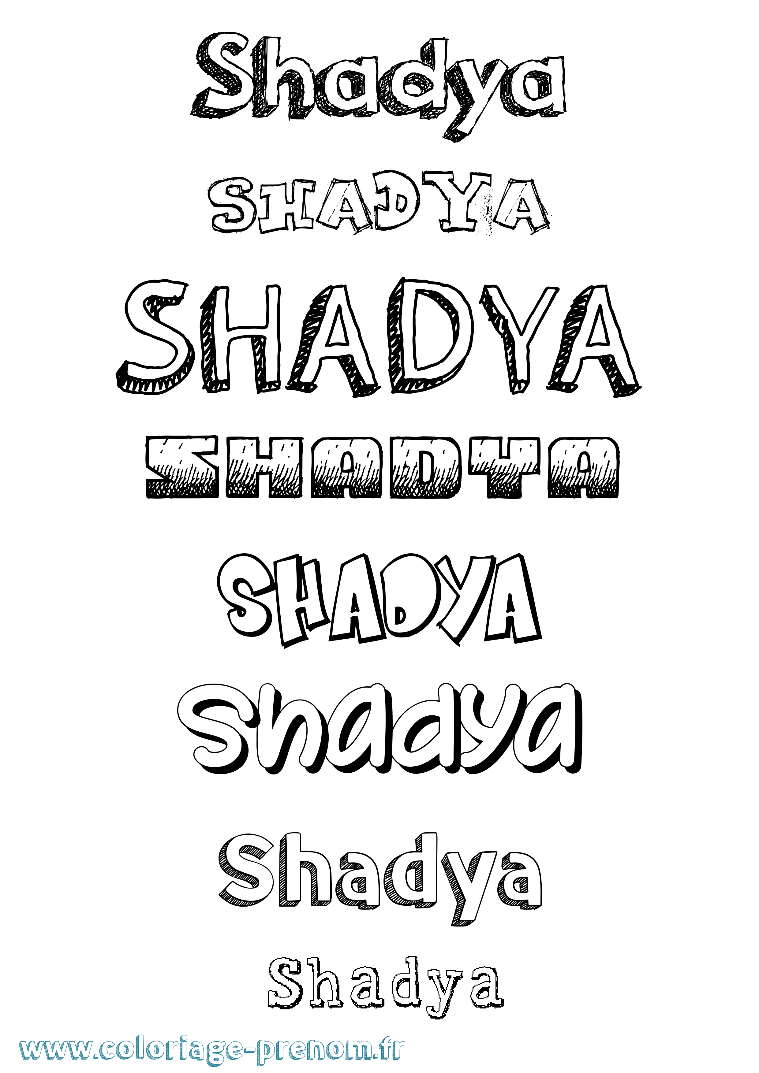 Coloriage prénom Shadya Dessiné