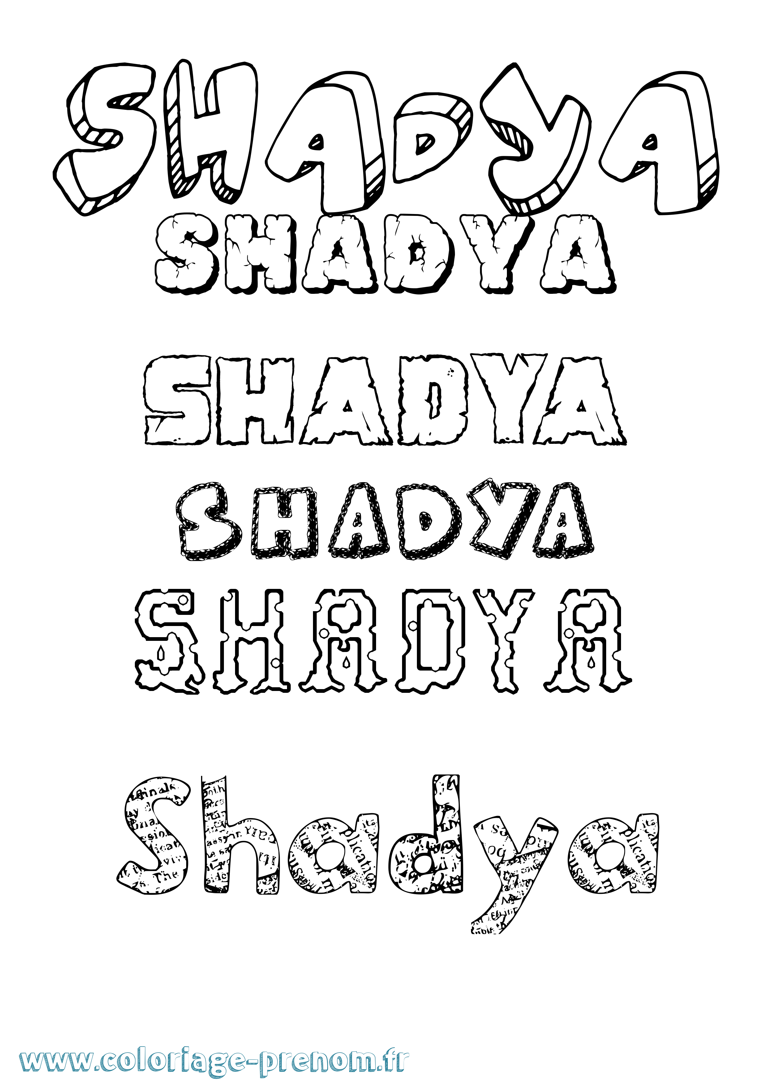 Coloriage prénom Shadya Destructuré