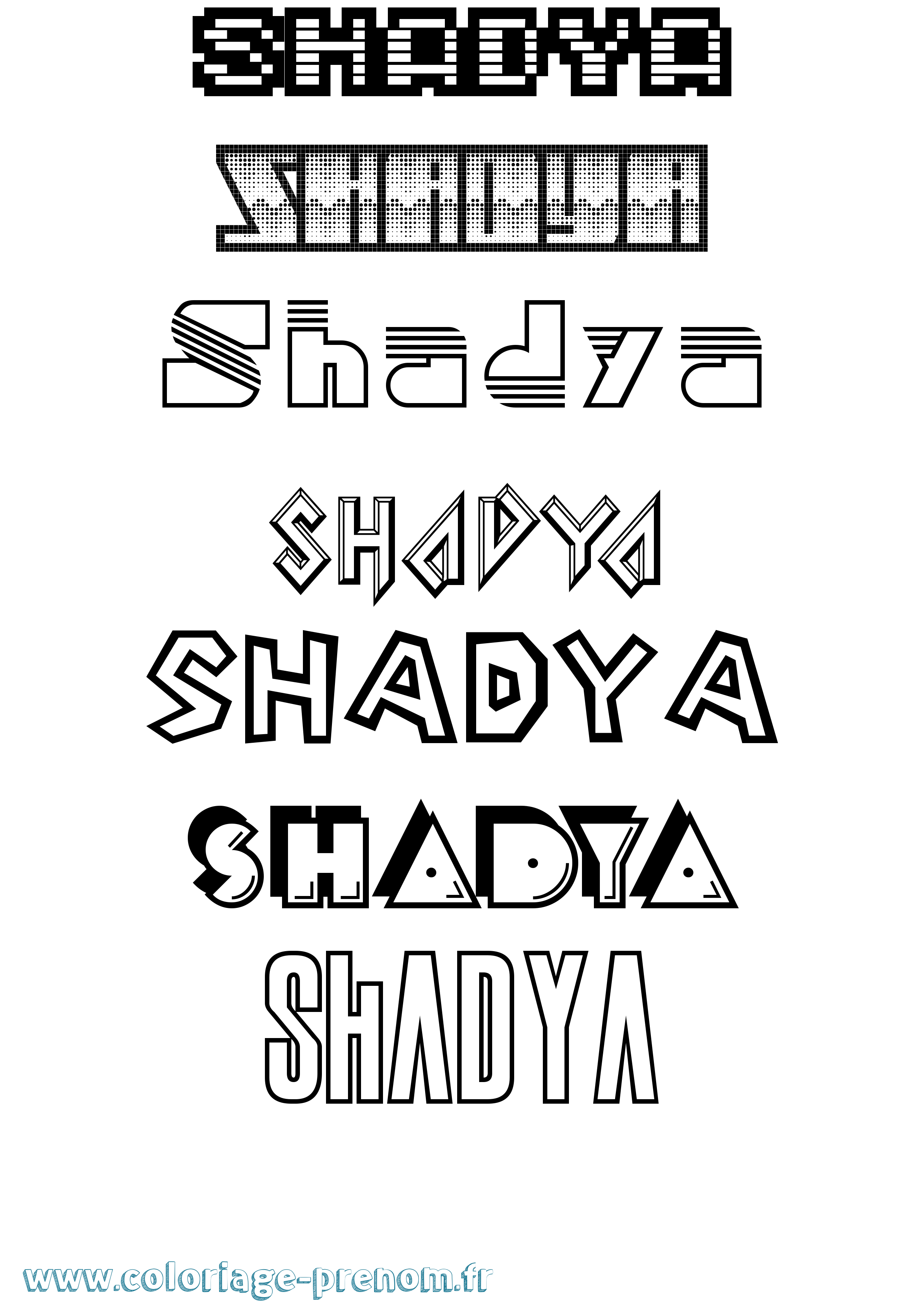 Coloriage prénom Shadya Jeux Vidéos