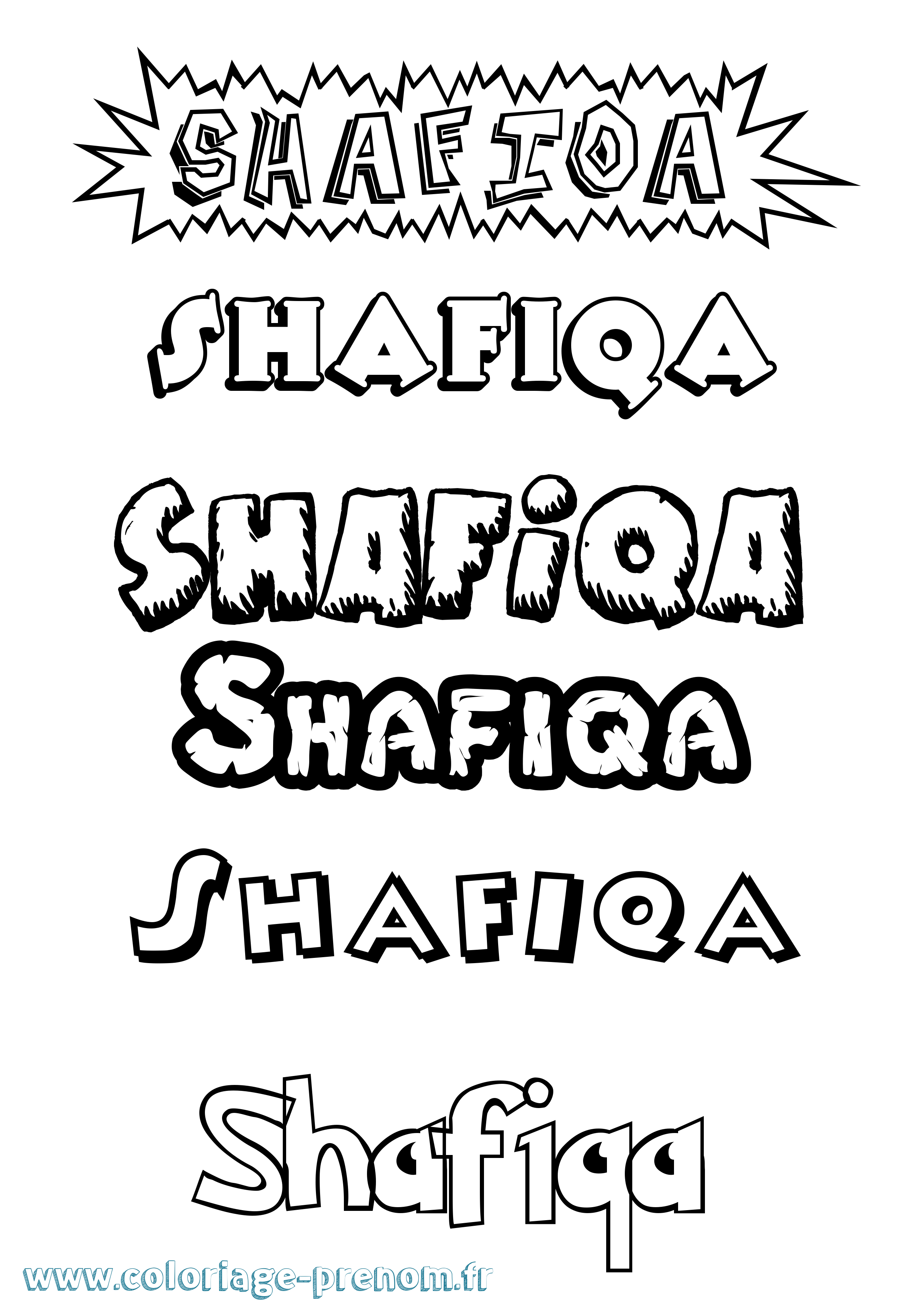 Coloriage prénom Shafiqa Dessin Animé