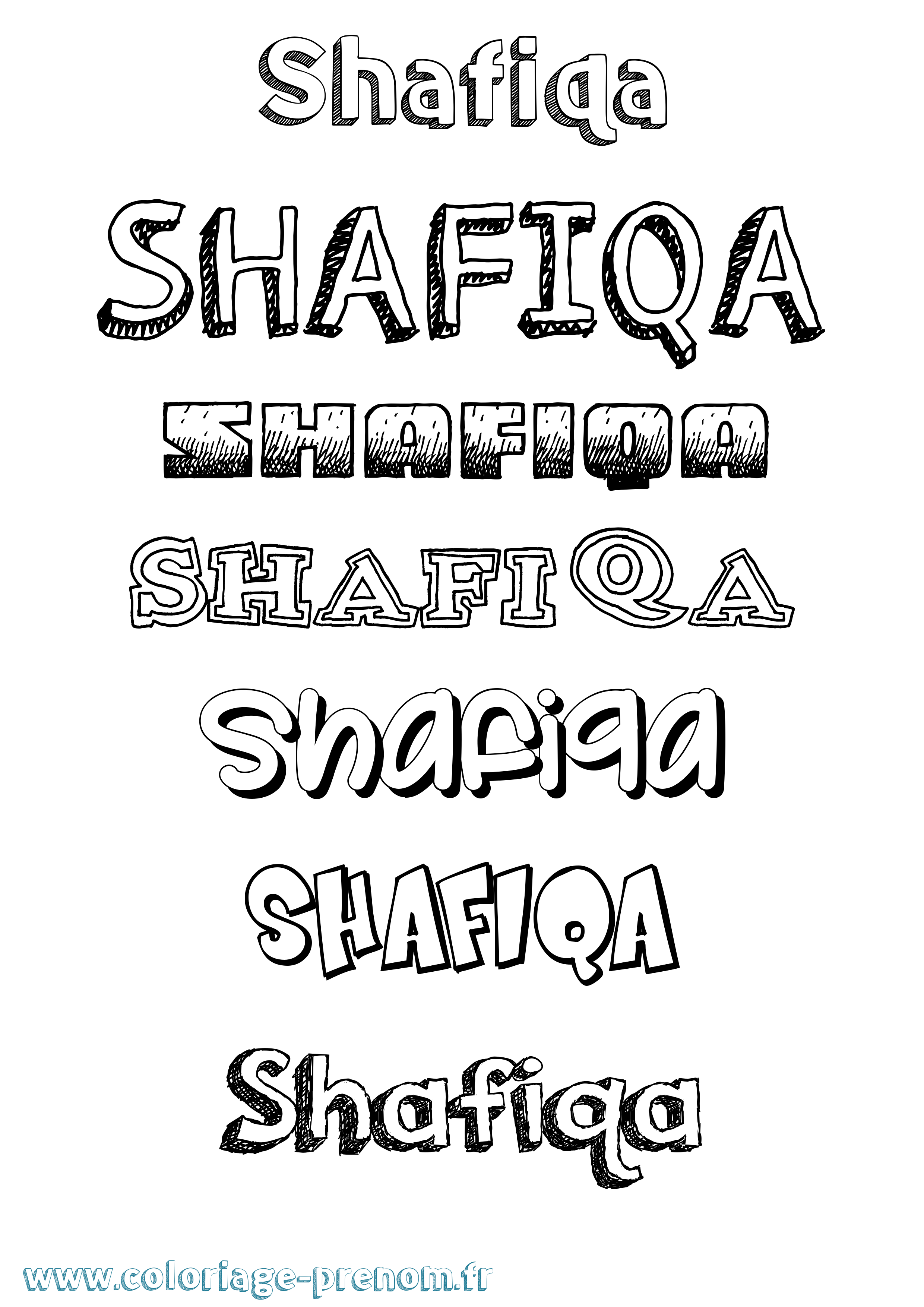 Coloriage prénom Shafiqa Dessiné
