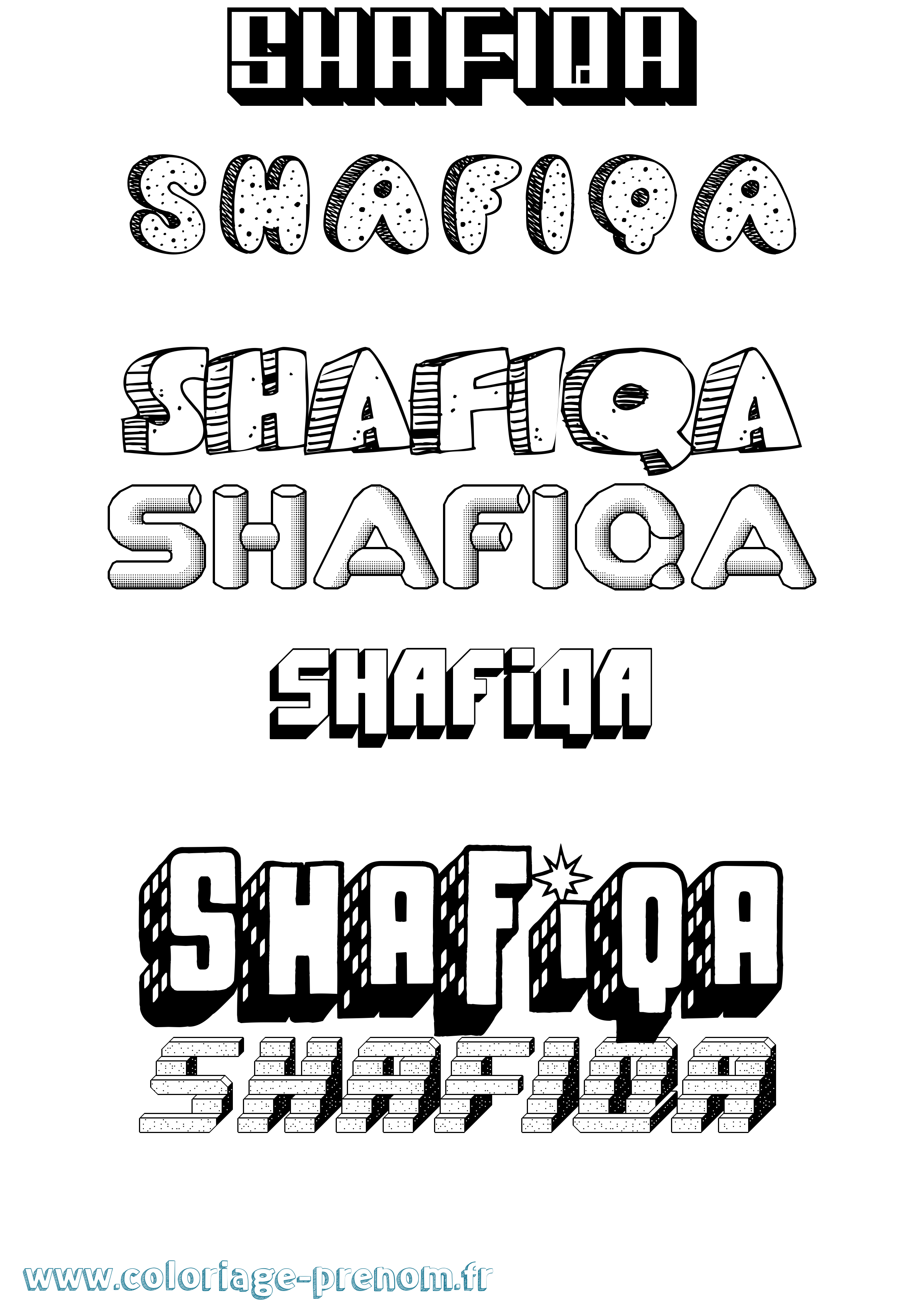 Coloriage prénom Shafiqa Effet 3D