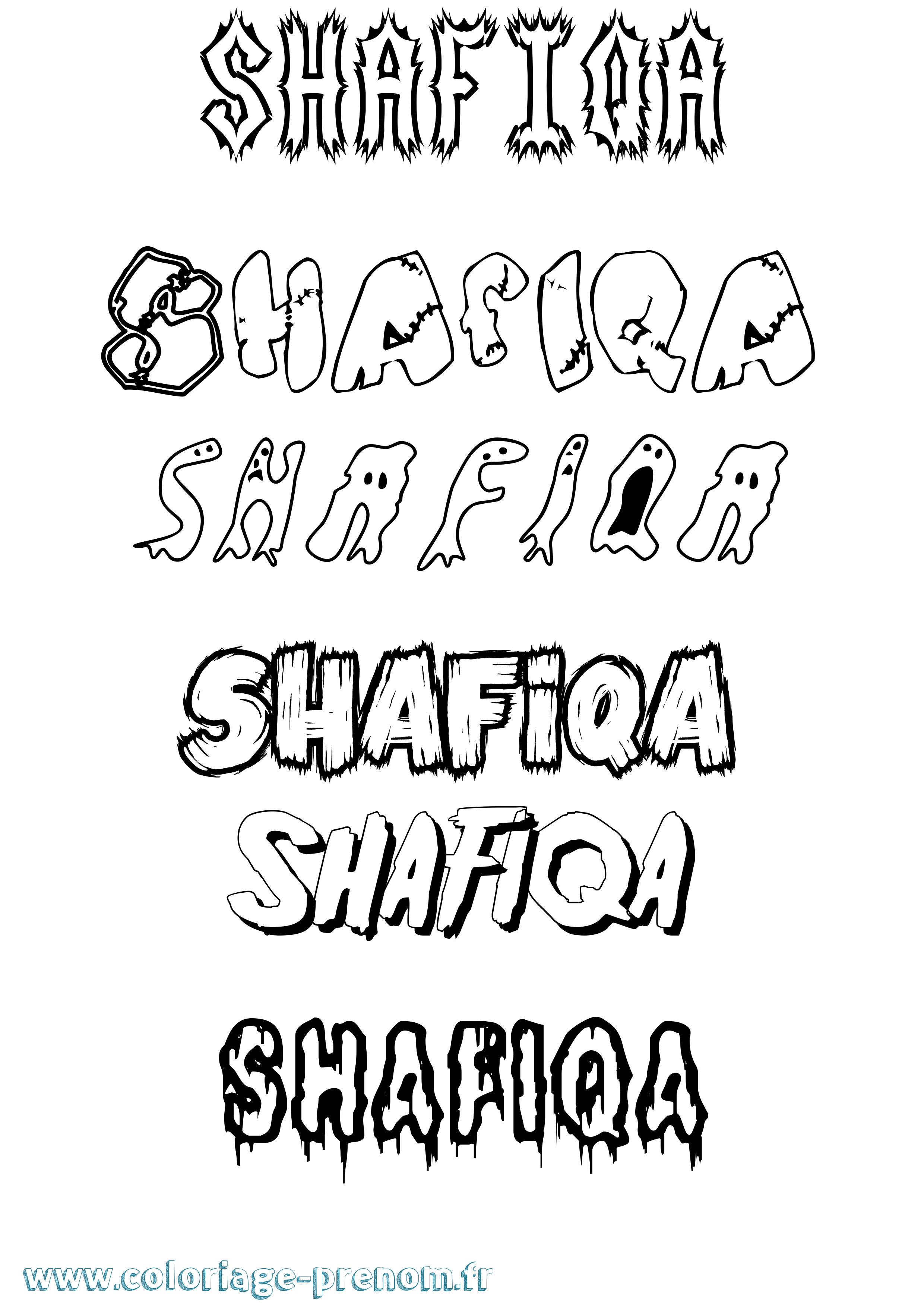 Coloriage prénom Shafiqa Frisson
