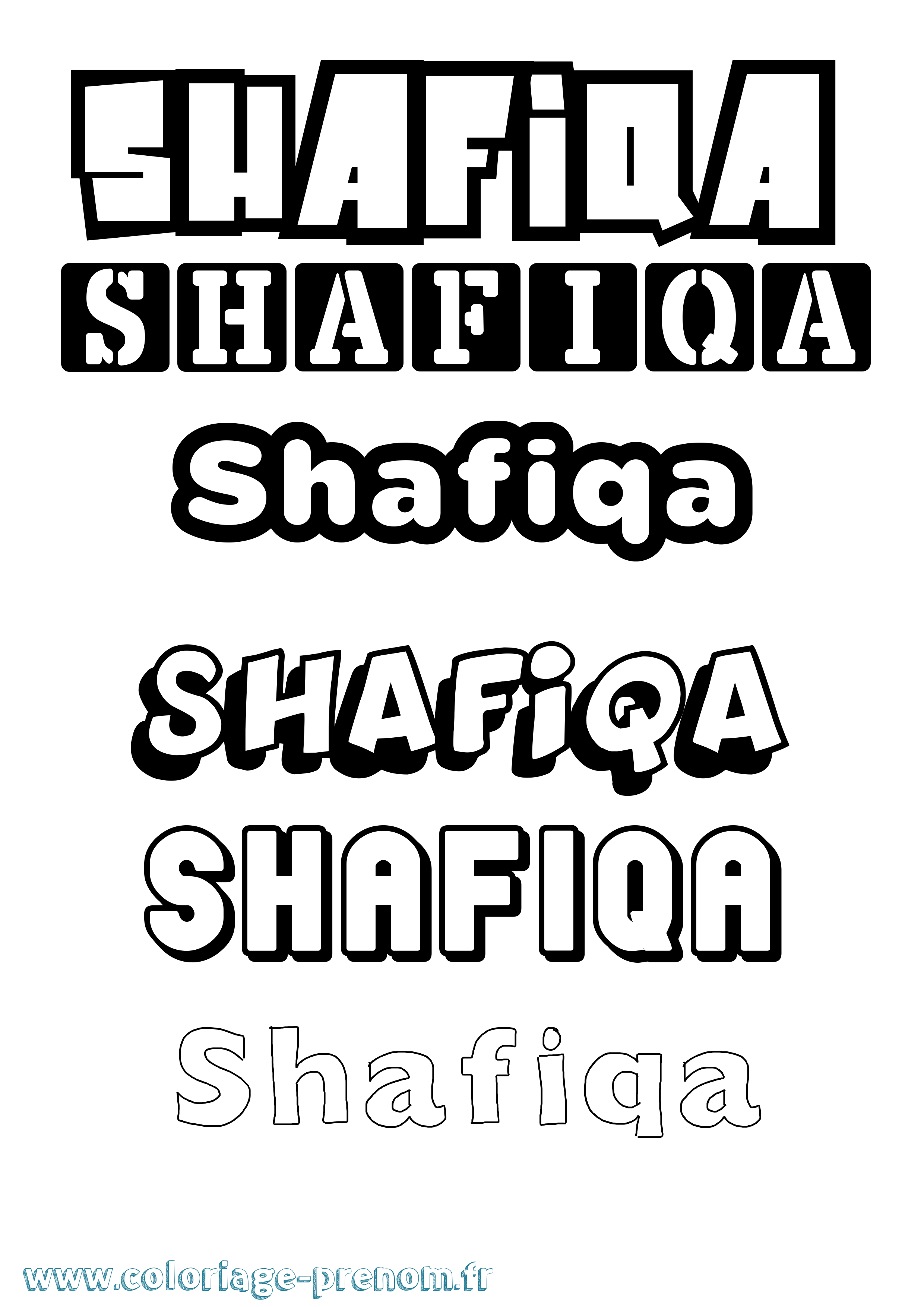 Coloriage prénom Shafiqa Simple