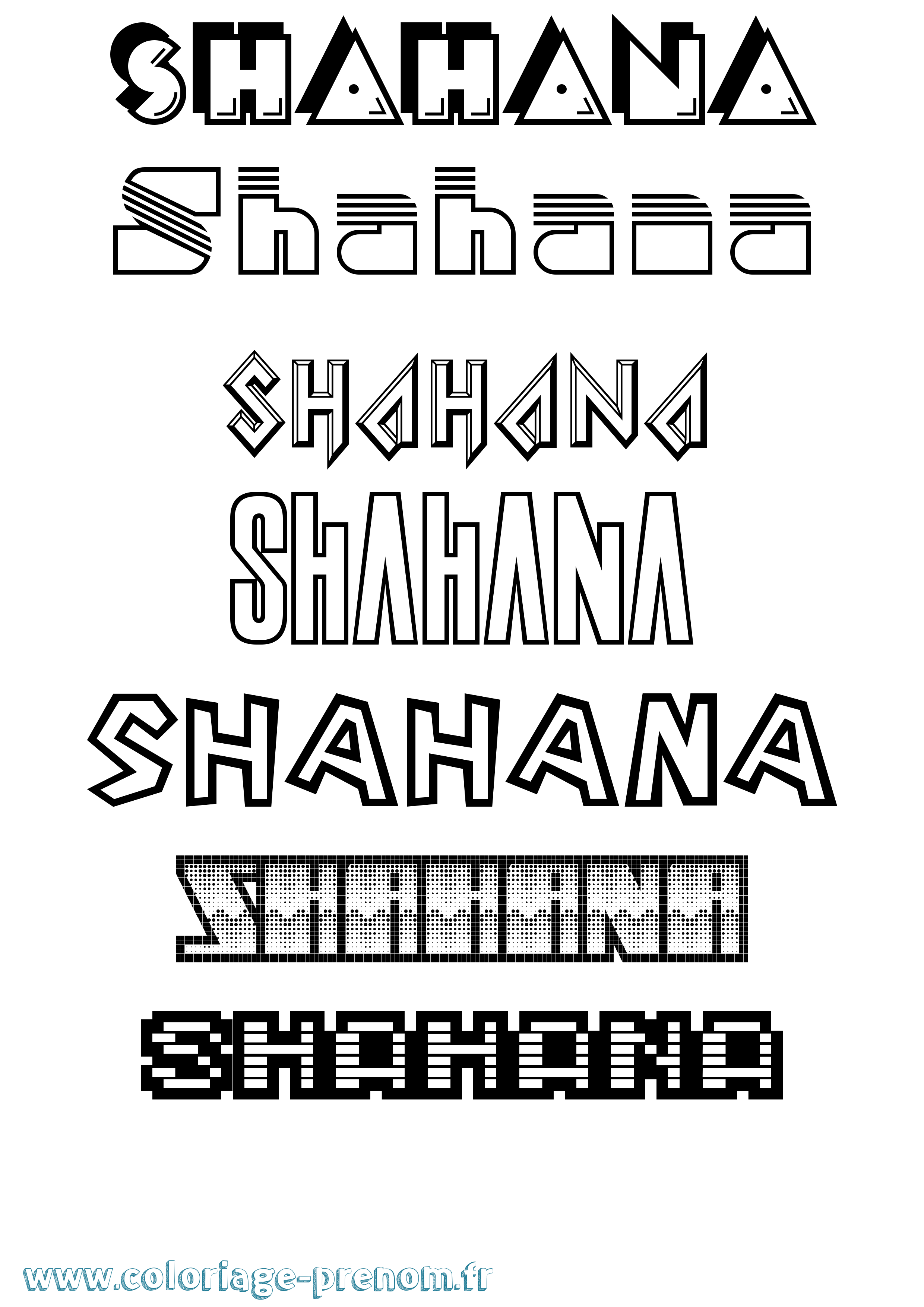 Coloriage prénom Shahana Jeux Vidéos