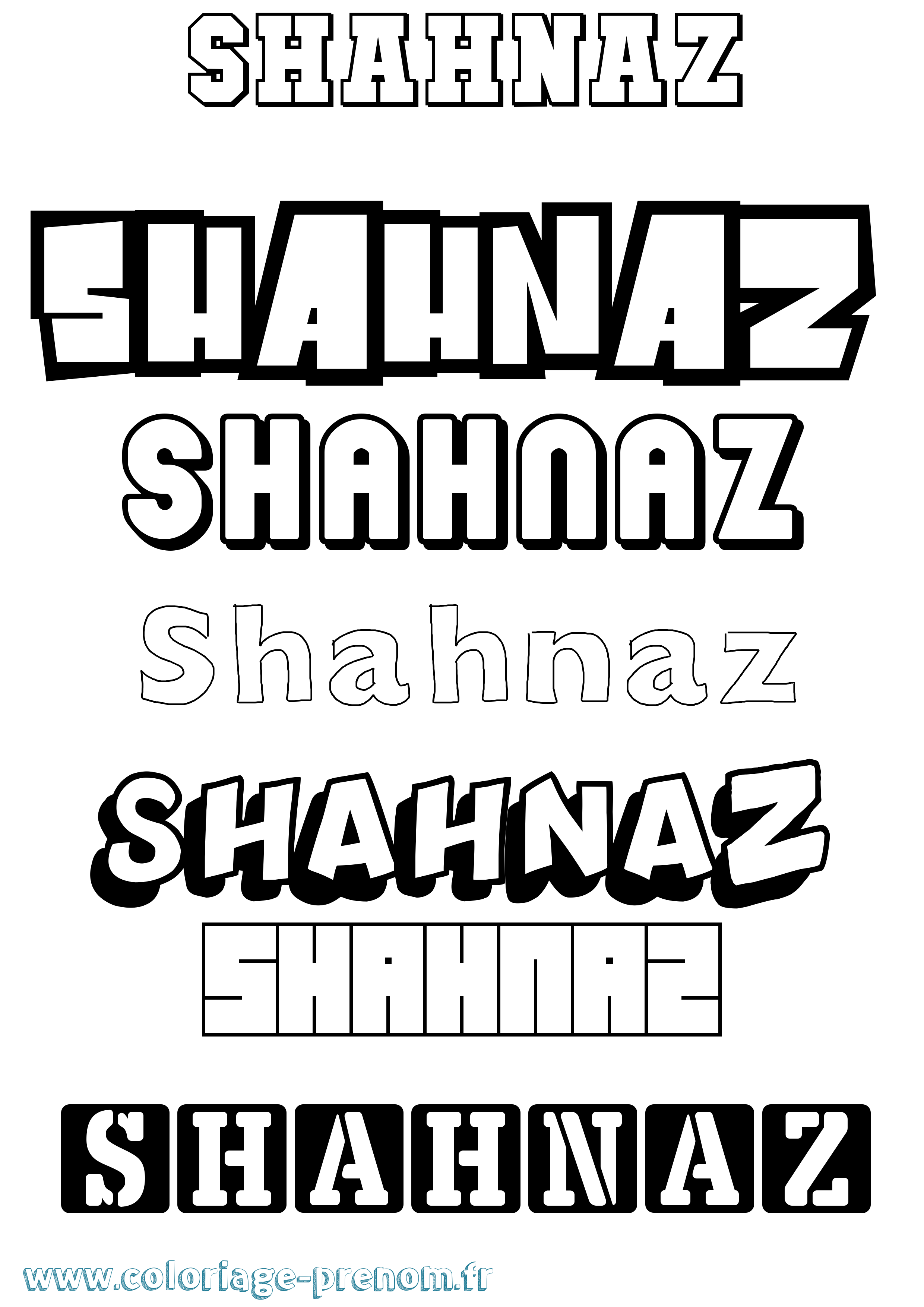 Coloriage prénom Shahnaz Simple