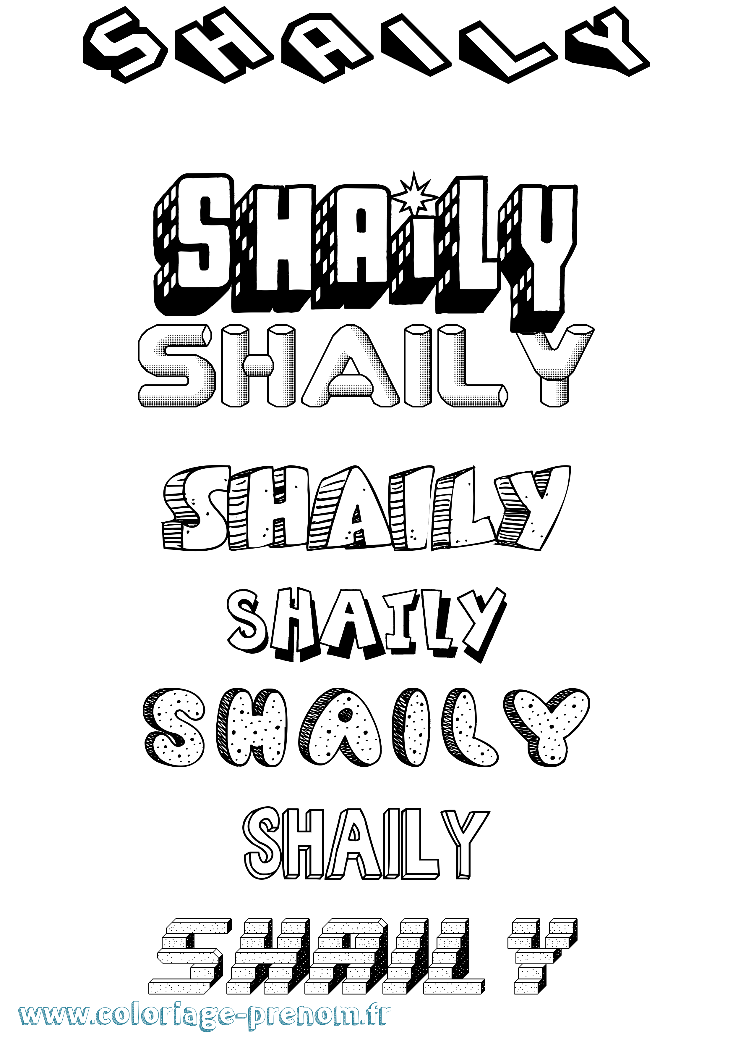 Coloriage prénom Shaïly Effet 3D