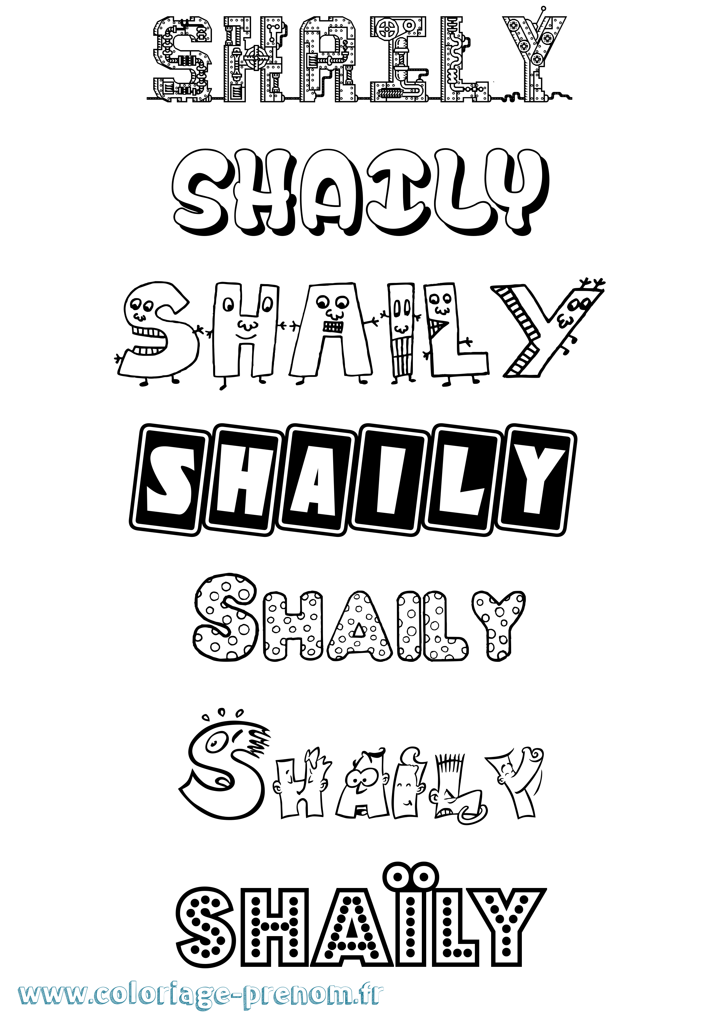 Coloriage prénom Shaïly Fun