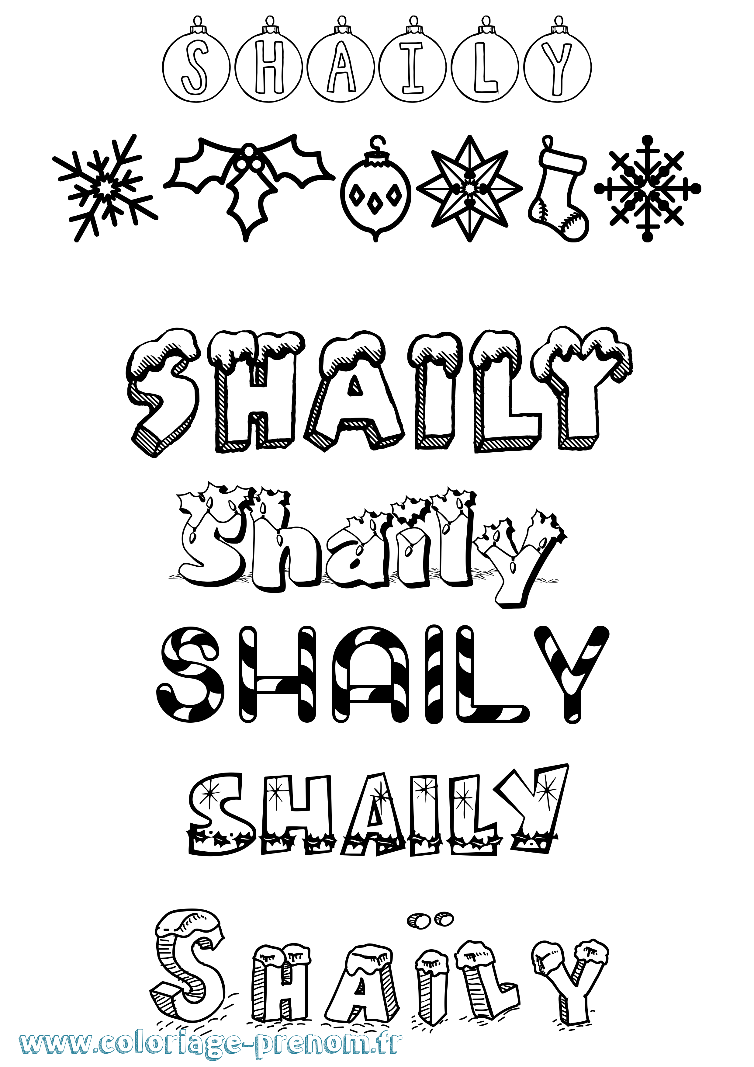 Coloriage prénom Shaïly Noël