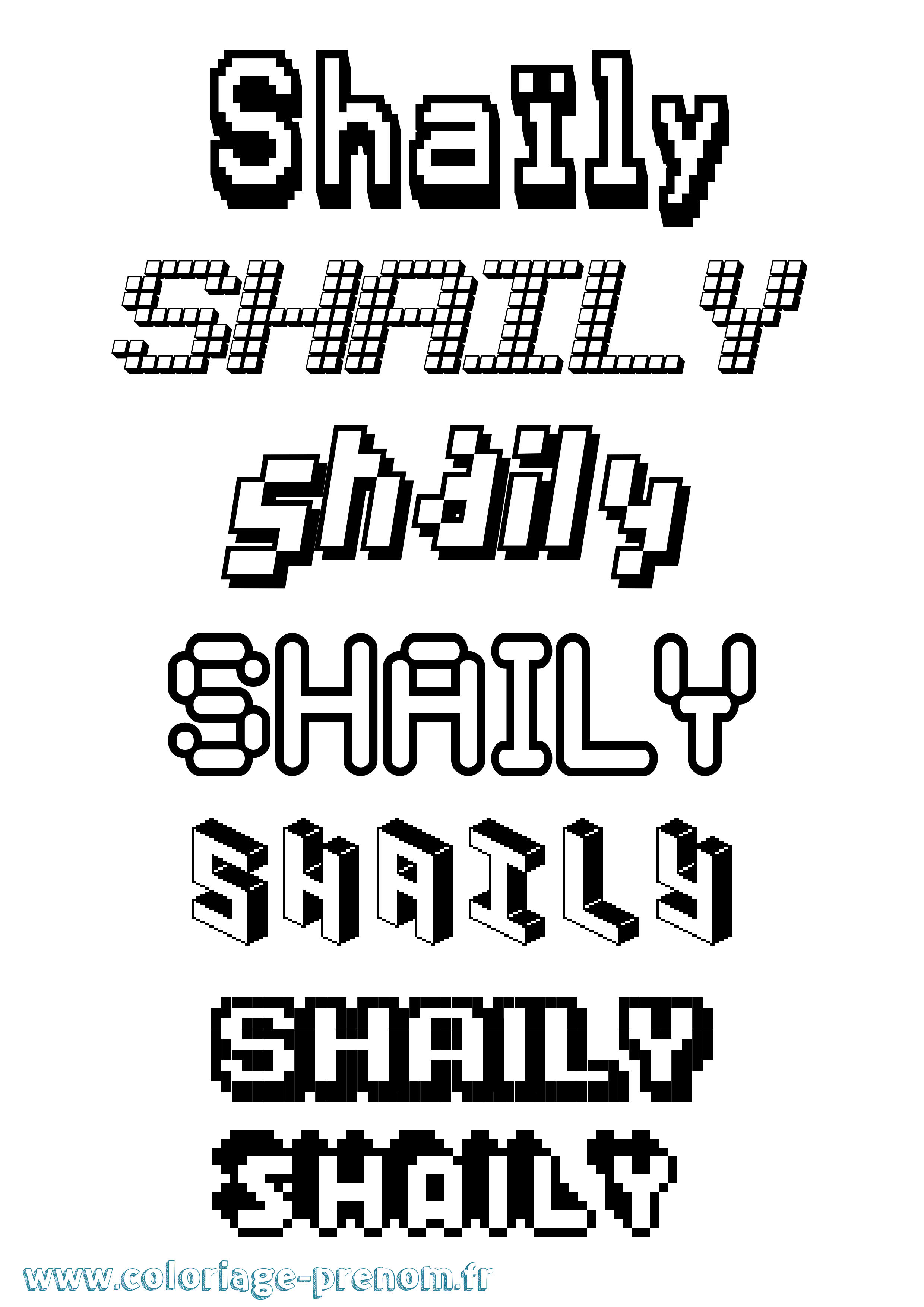 Coloriage prénom Shaïly Pixel
