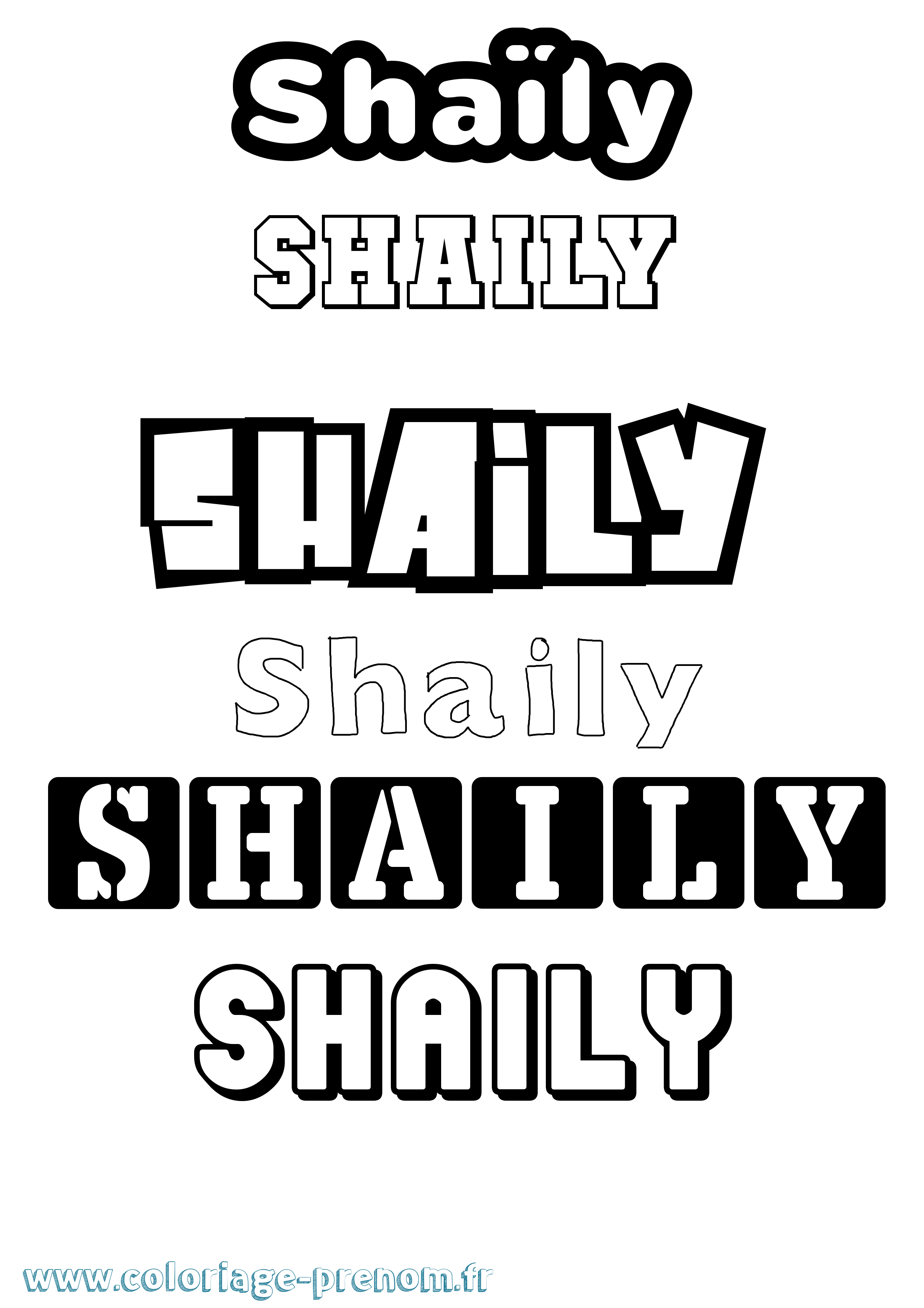 Coloriage prénom Shaïly Simple