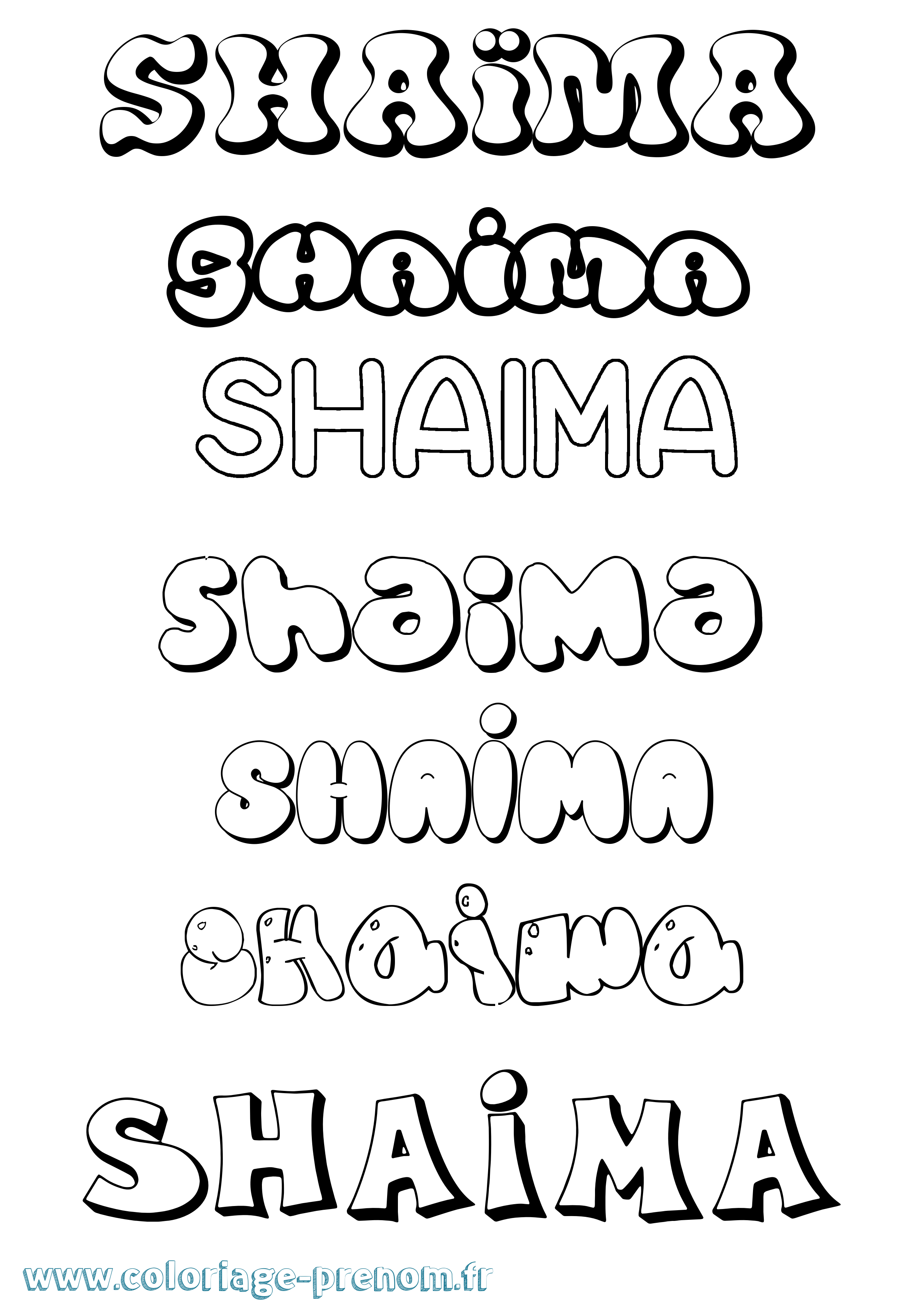 Coloriage prénom Shaïma