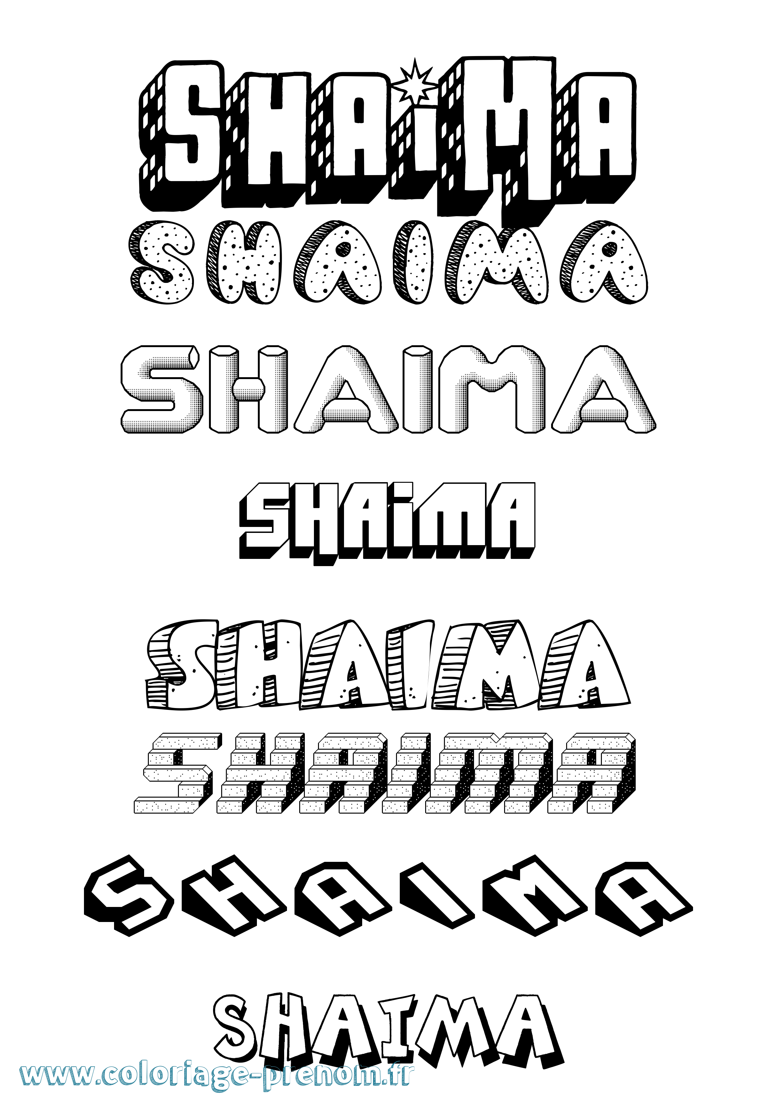 Coloriage Shaïma Coloriage prénom Shaïma
