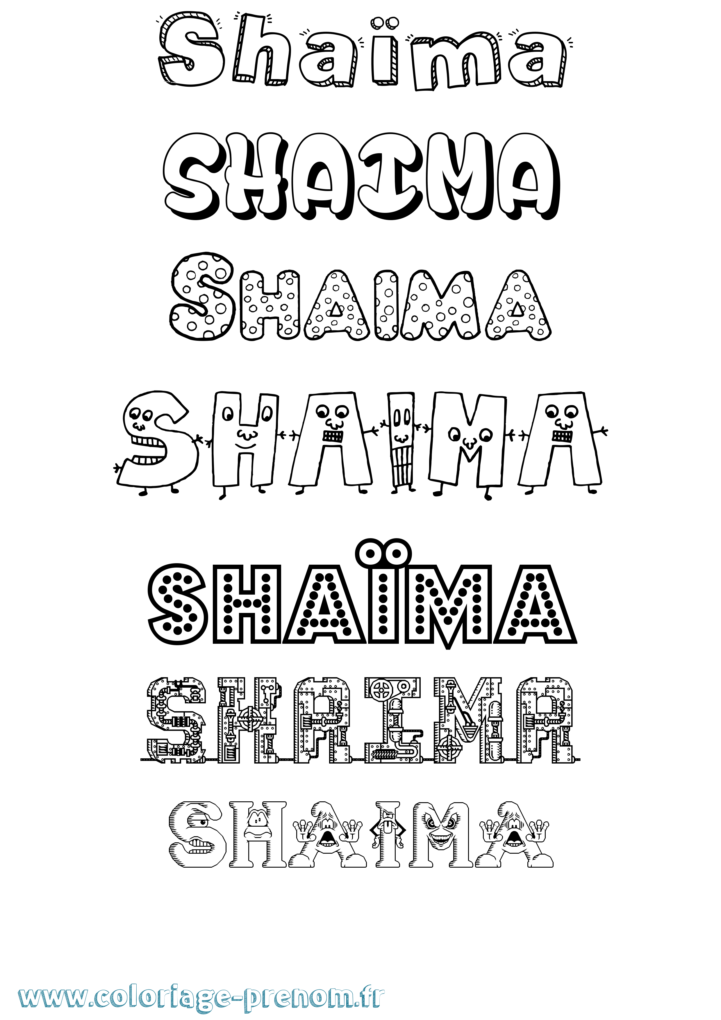 Coloriage Shaïma Coloriage prénom Shaïma