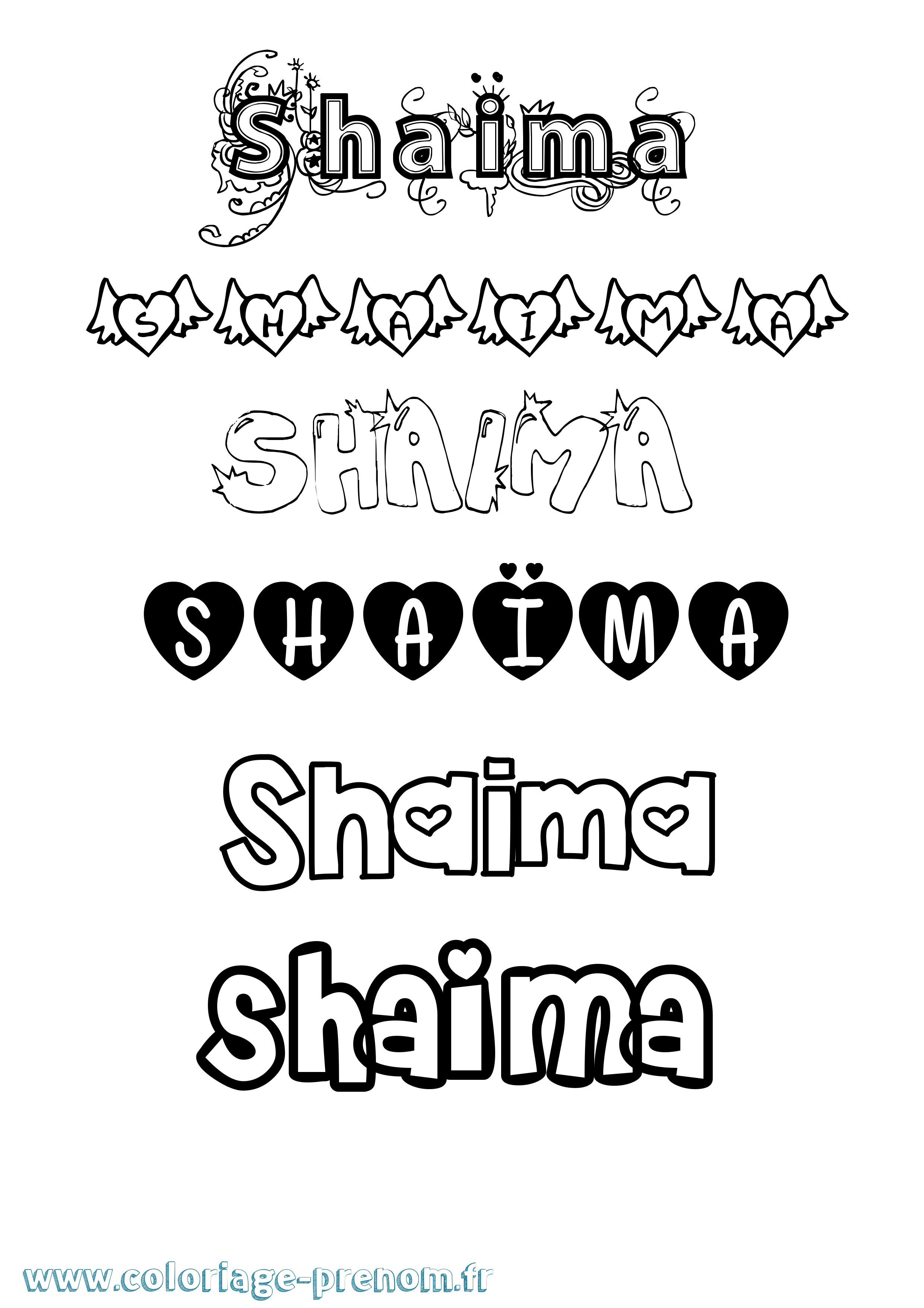 Coloriage prénom Shaïma