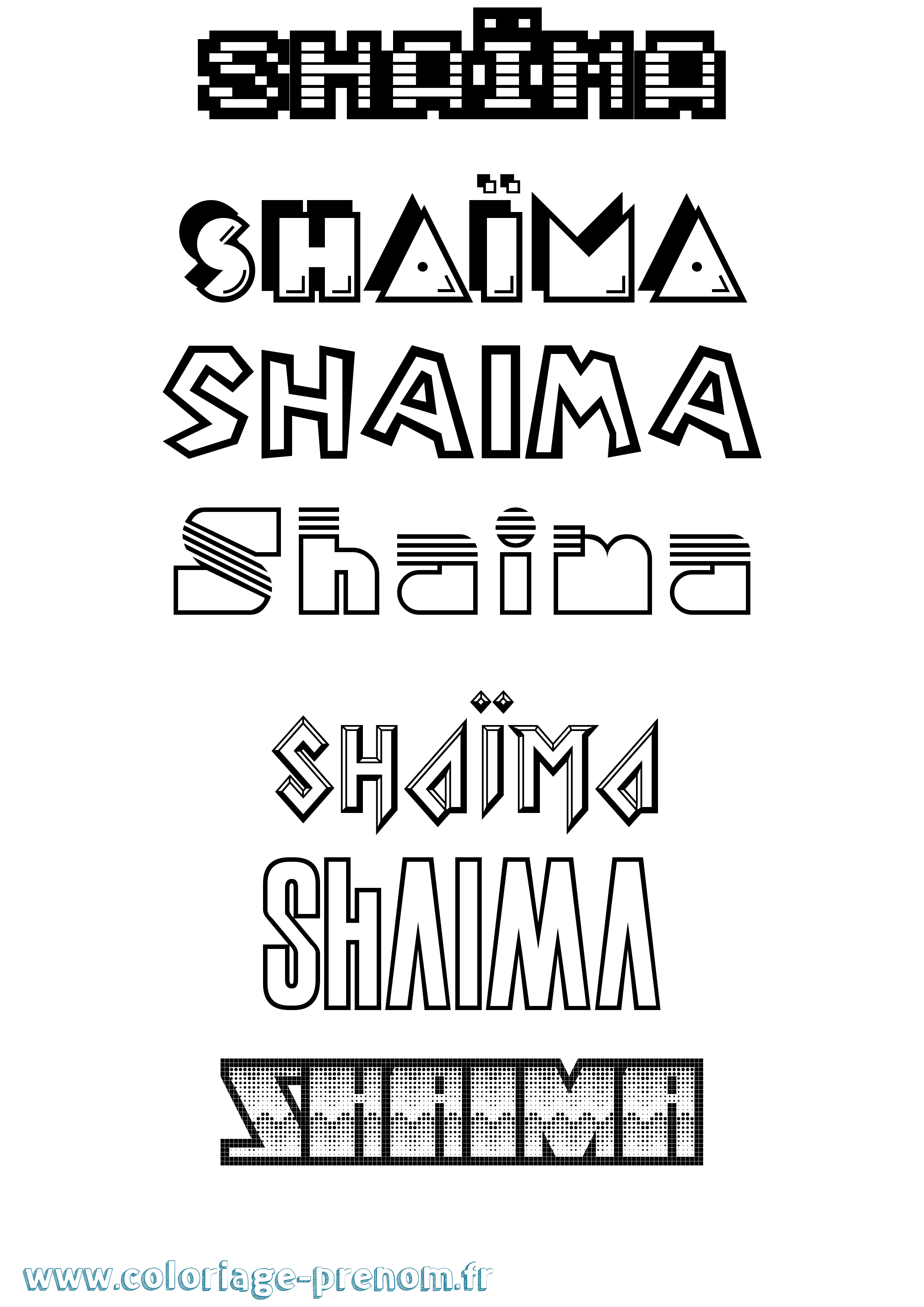 Coloriage Shaïma Coloriage prénom Shaïma