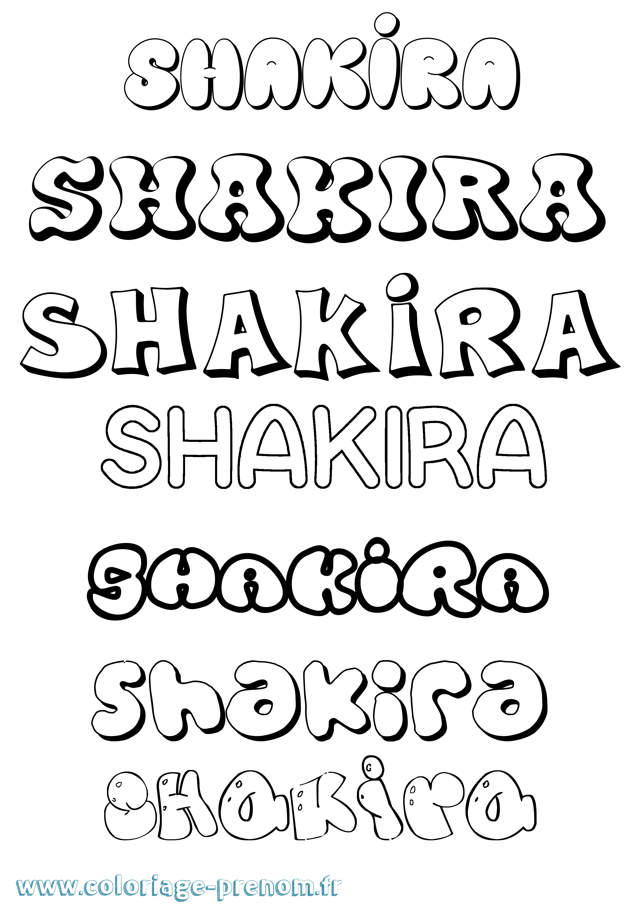 Coloriage prénom Shakira Bubble