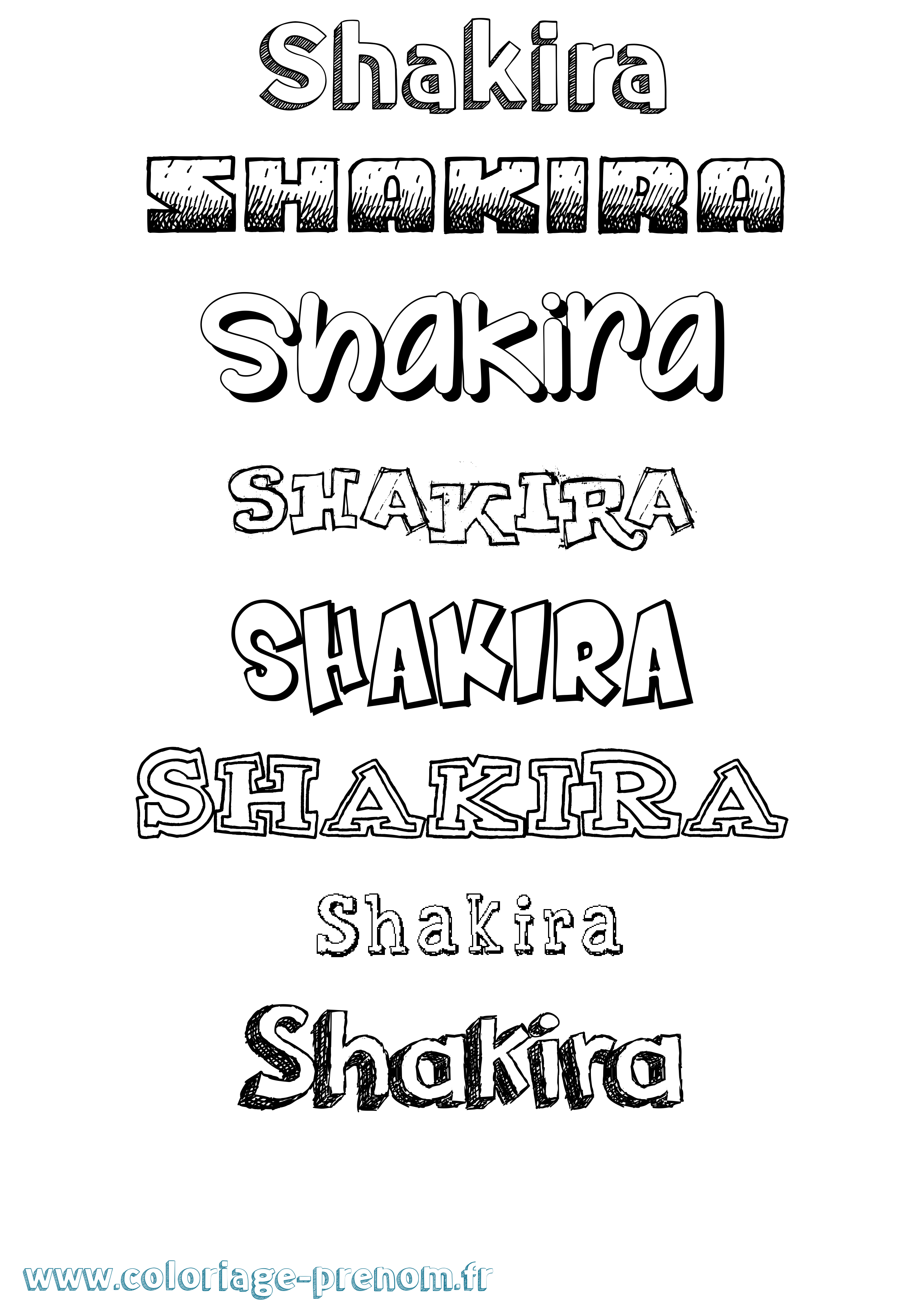 Coloriage prénom Shakira Dessiné
