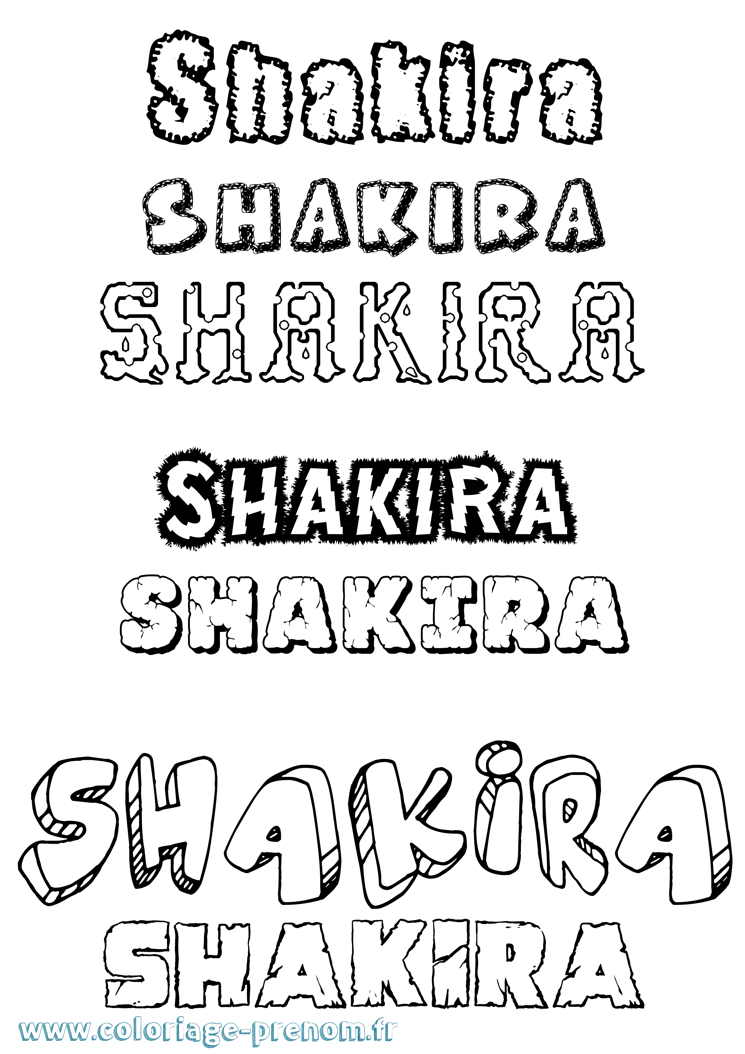 Coloriage prénom Shakira Destructuré