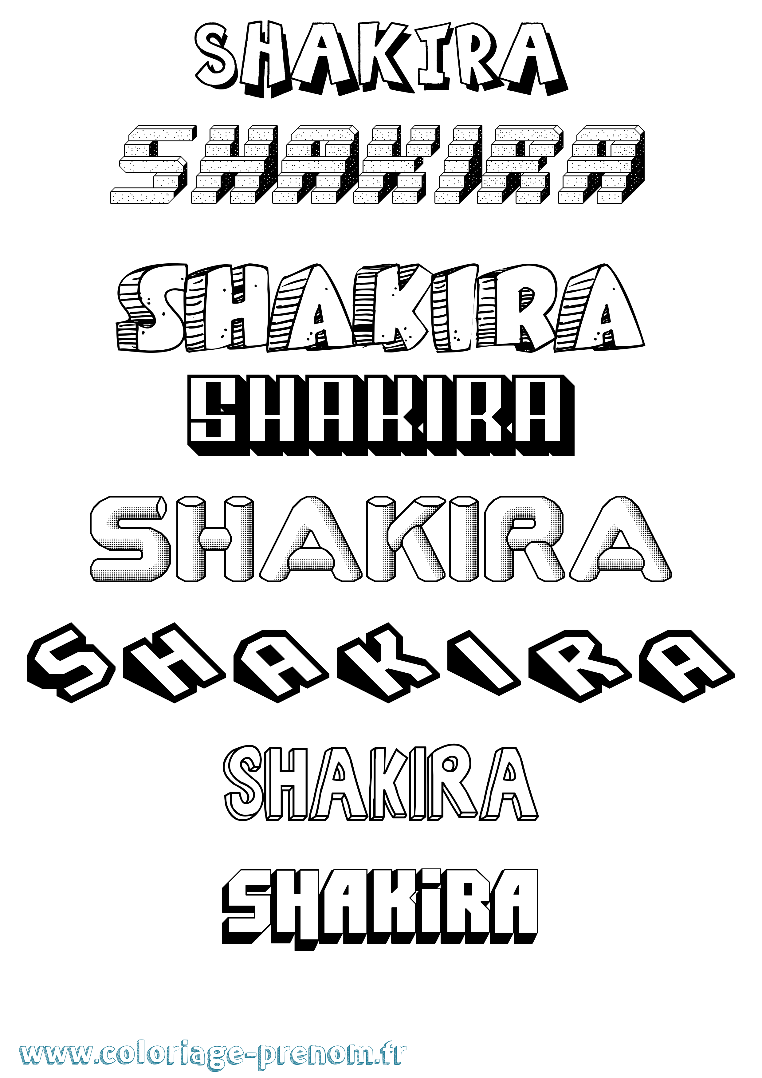 Coloriage prénom Shakira Effet 3D