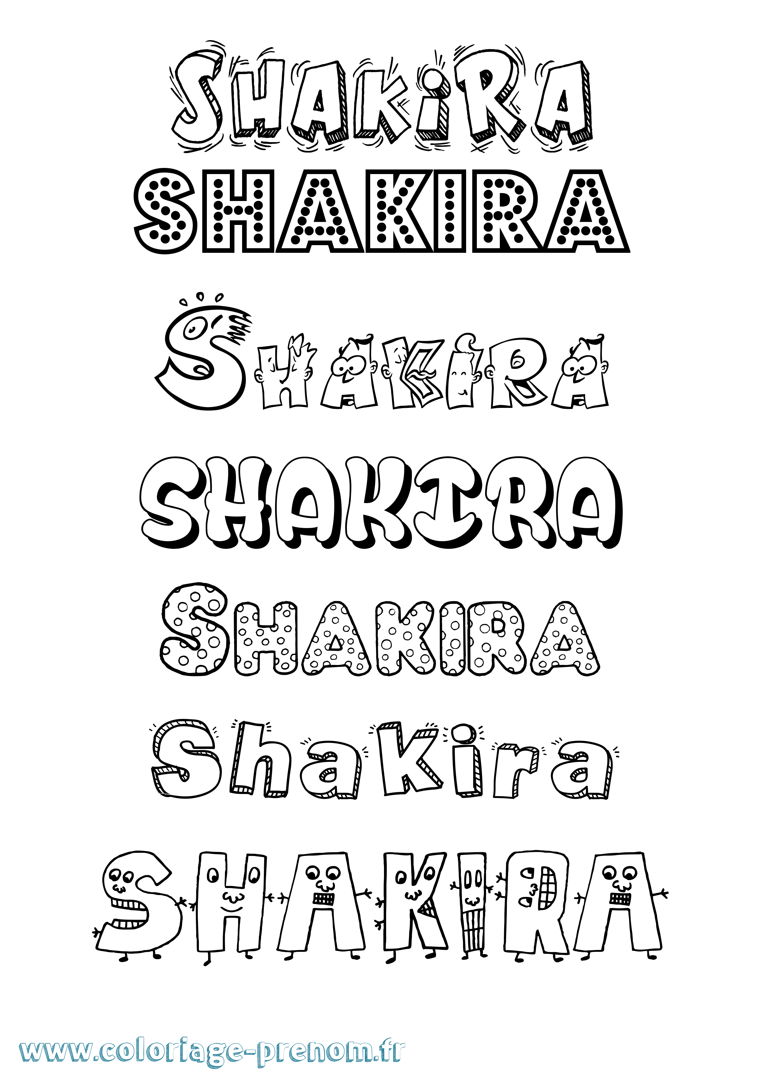 Coloriage prénom Shakira Fun