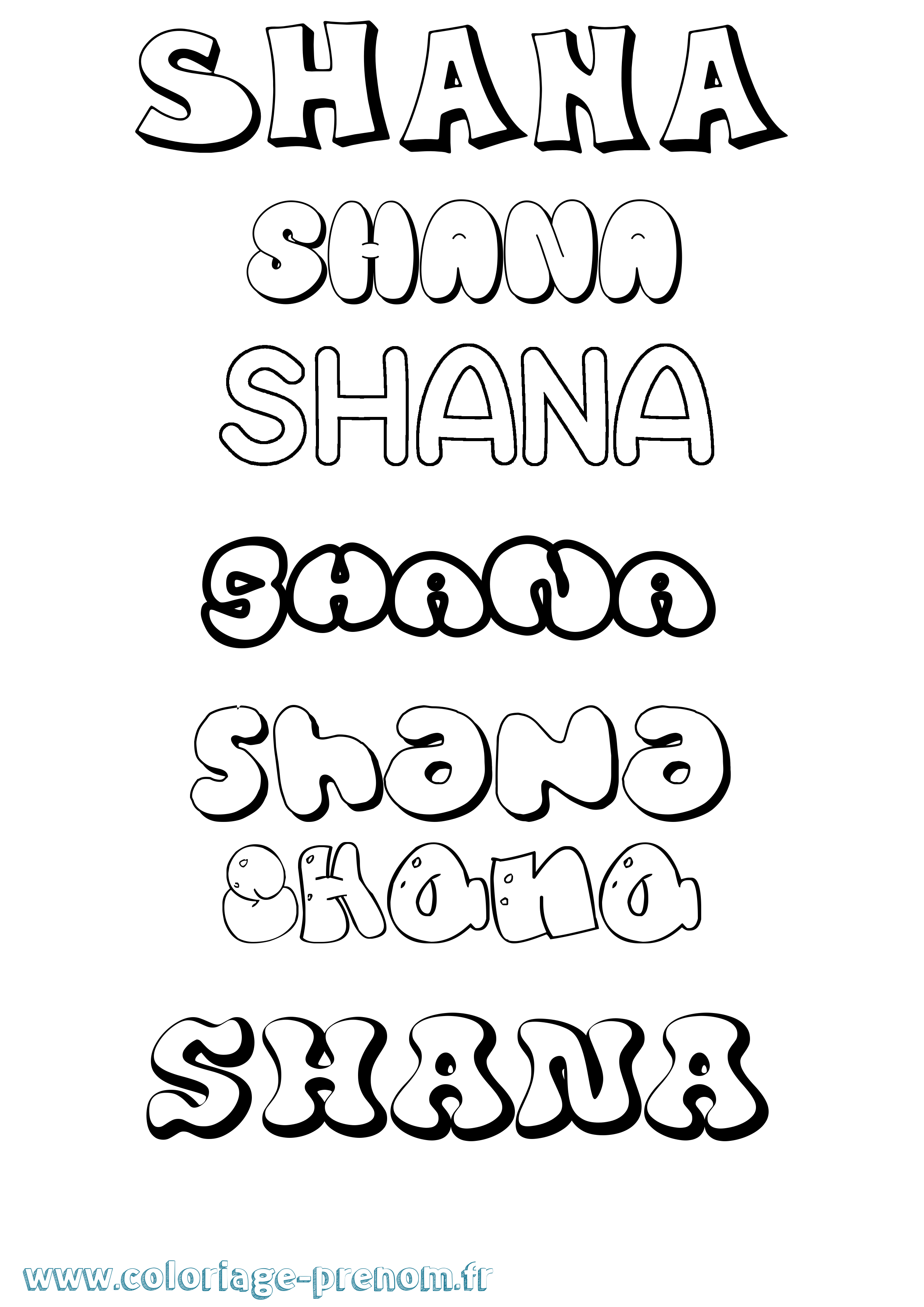 Coloriage prénom Shana Bubble
