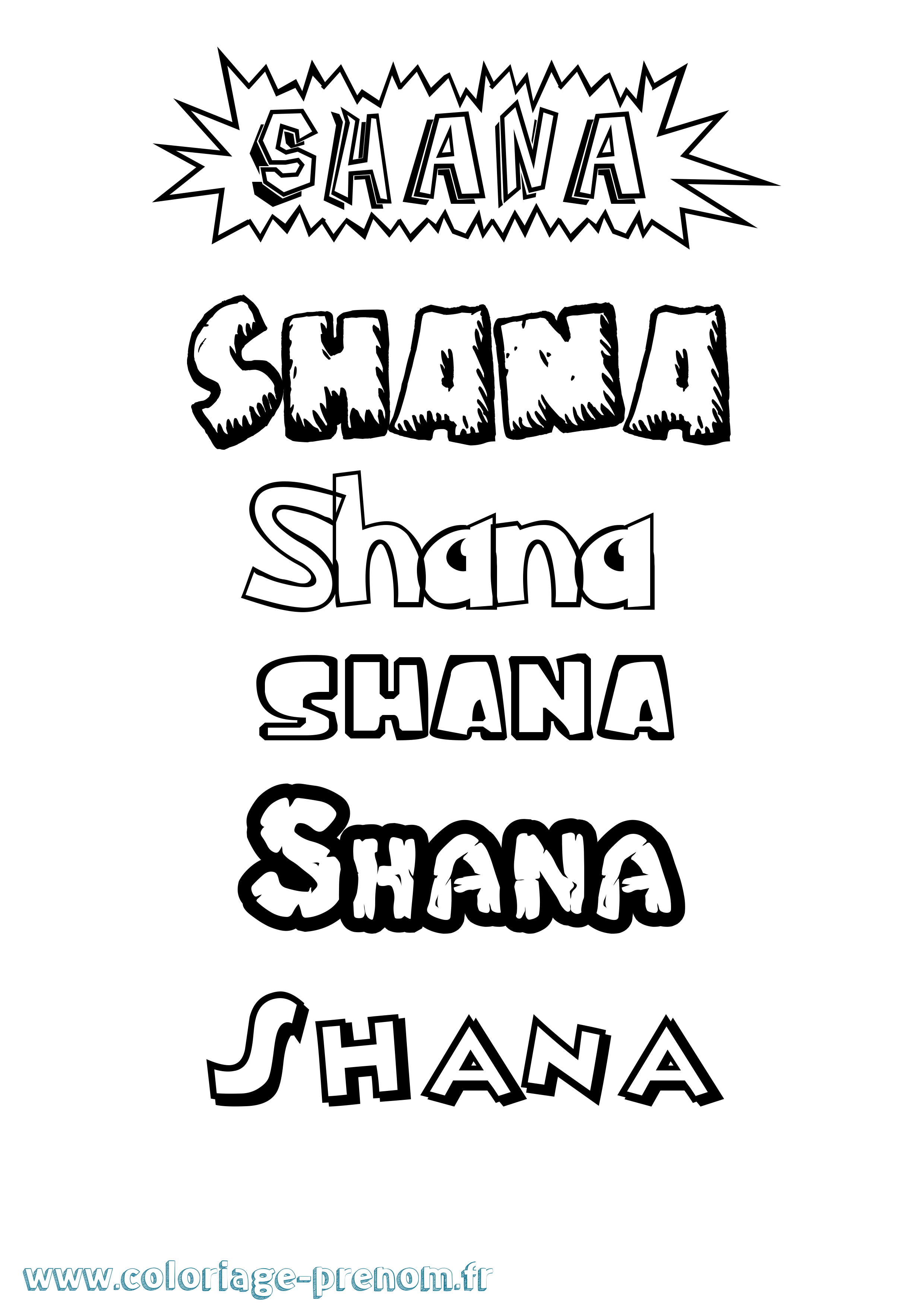 Coloriage prénom Shana
