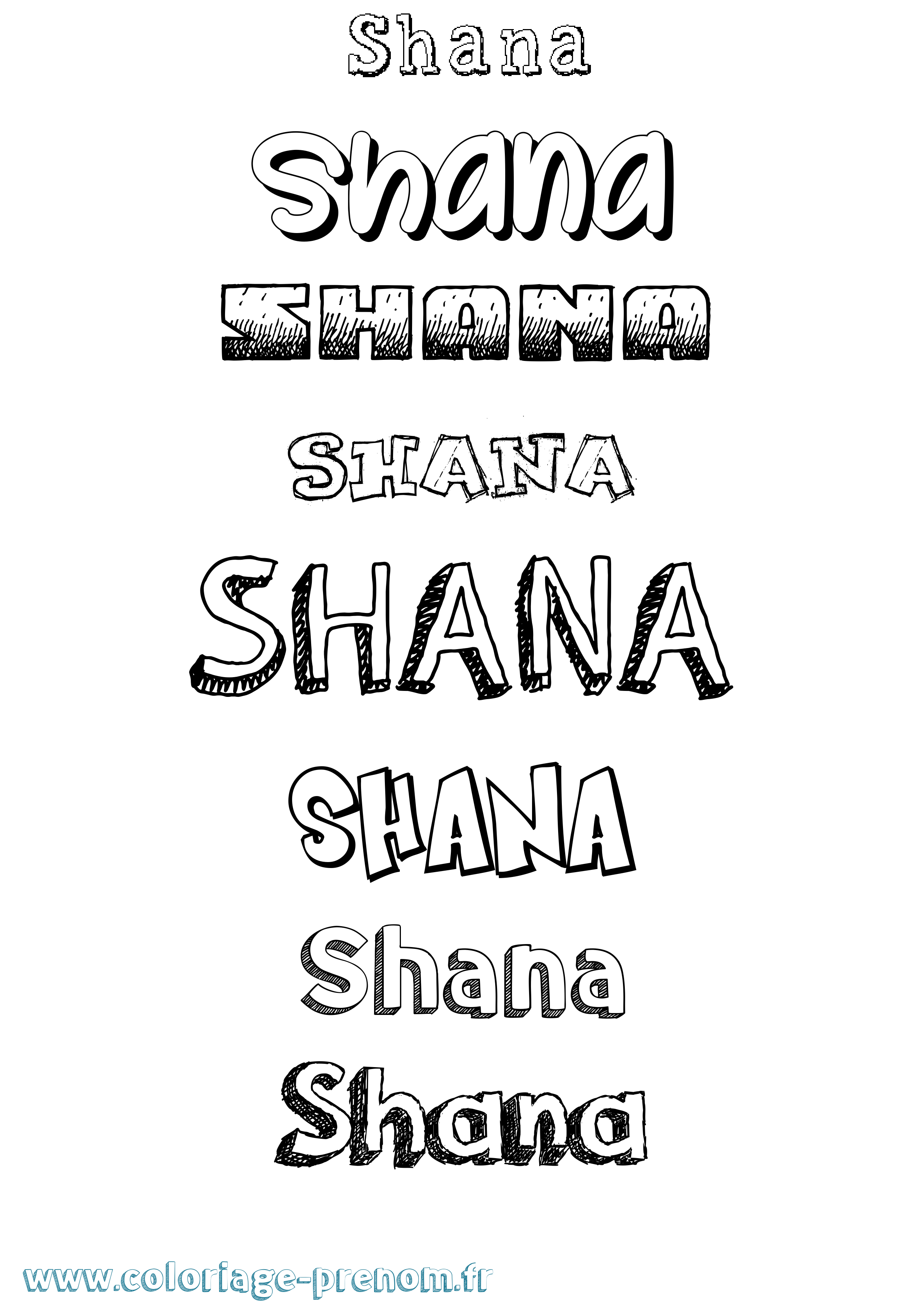 Coloriage prénom Shana Dessiné