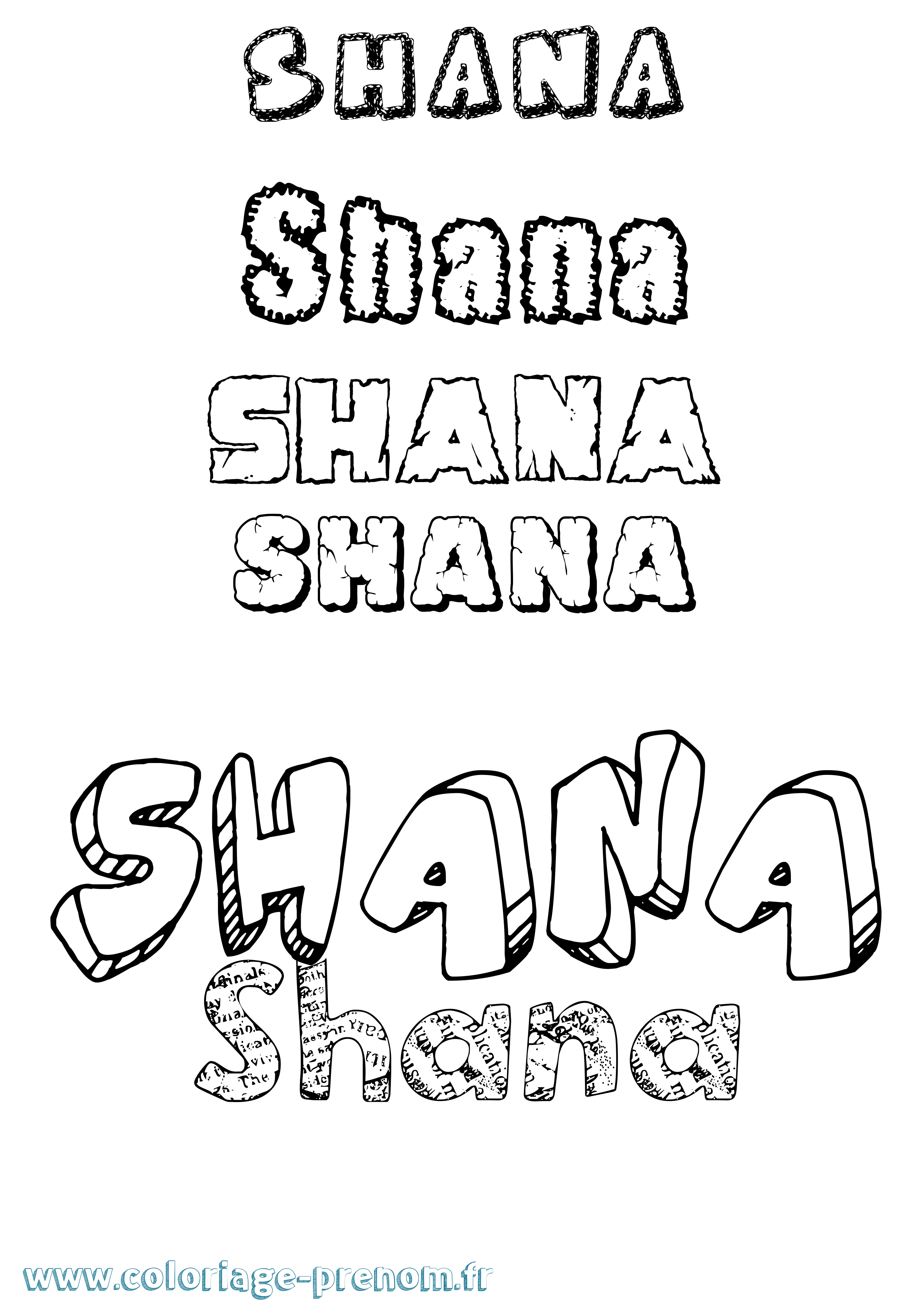 Coloriage prénom Shana Destructuré