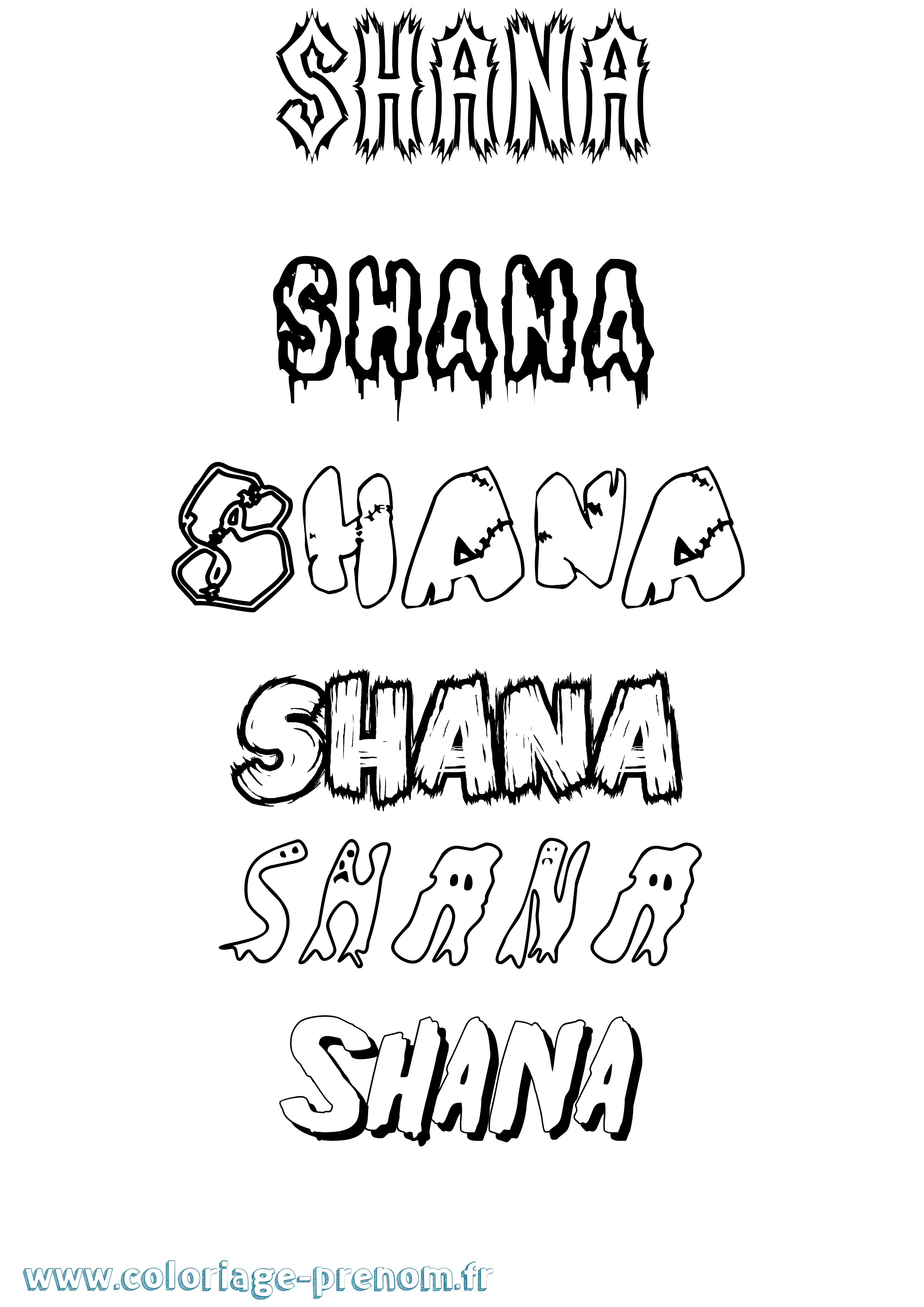Coloriage prénom Shana Frisson