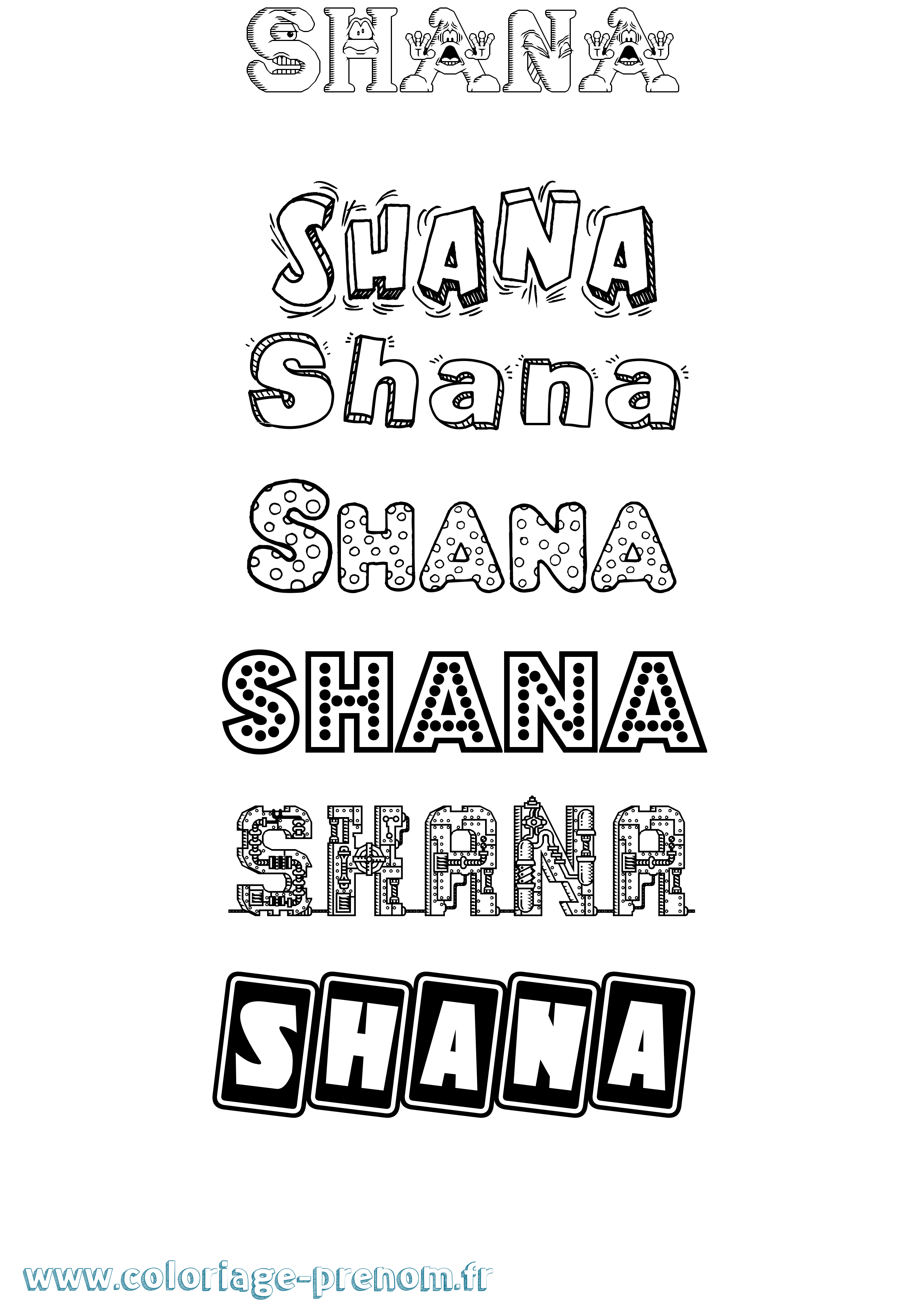 Coloriage prénom Shana Fun