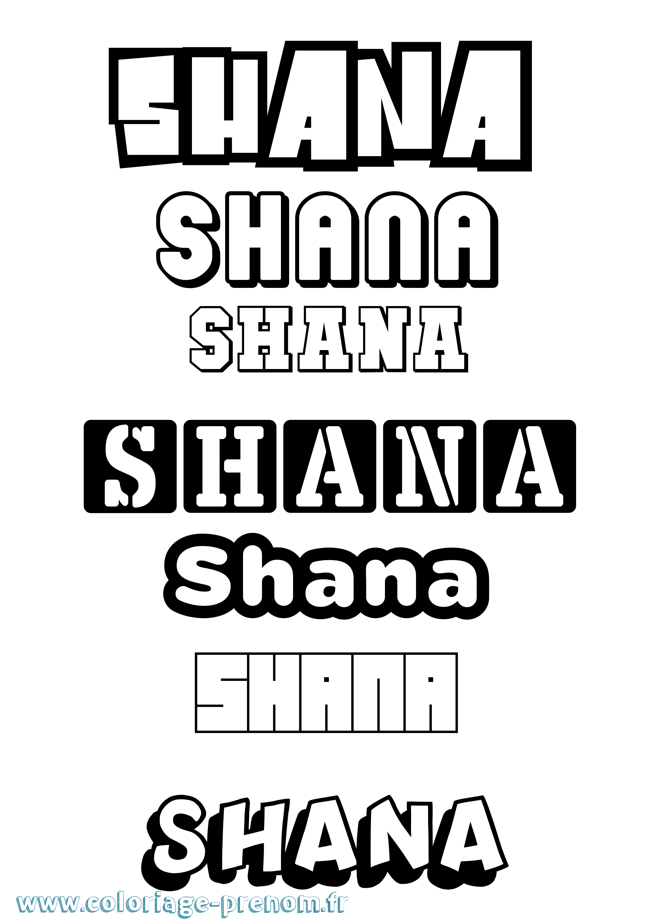 Coloriage prénom Shana Simple