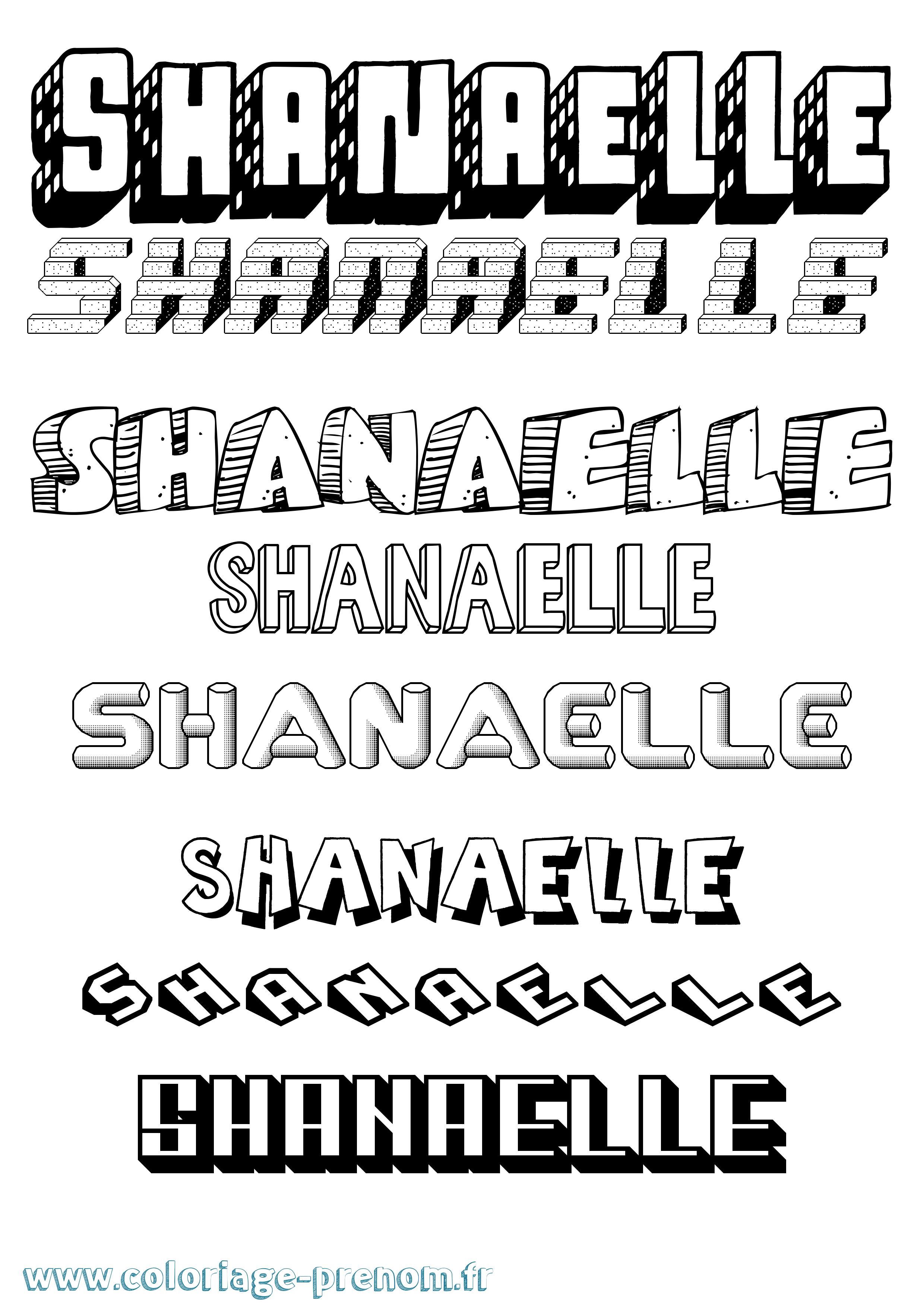 Coloriage prénom Shanaelle Effet 3D
