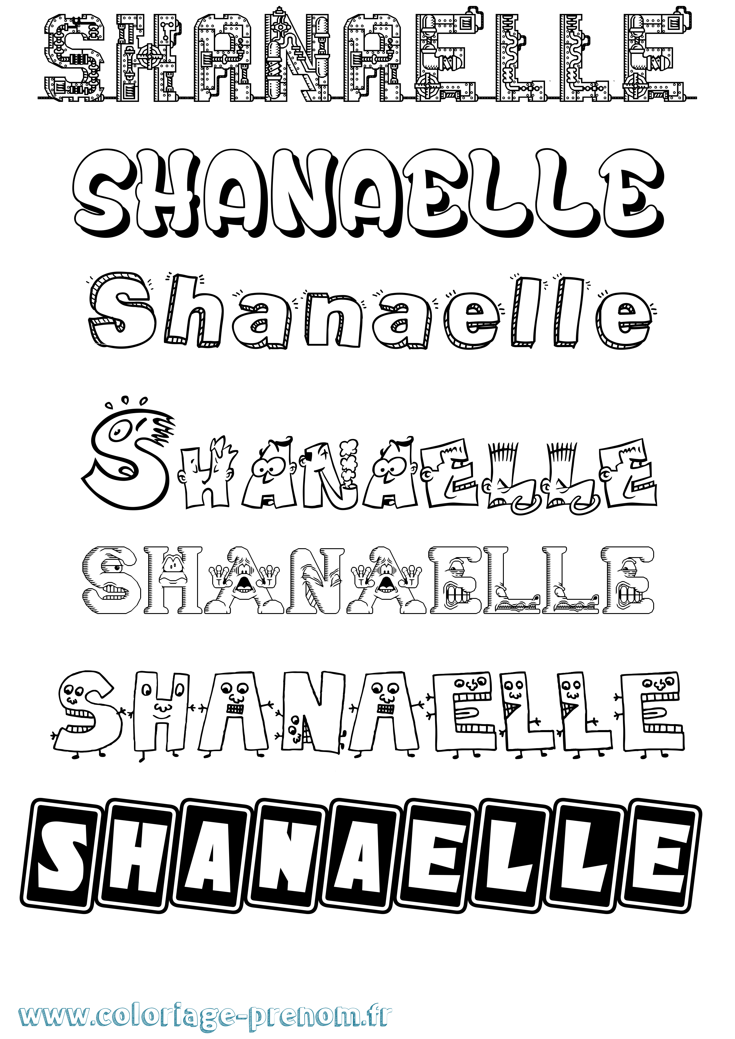 Coloriage prénom Shanaelle Fun