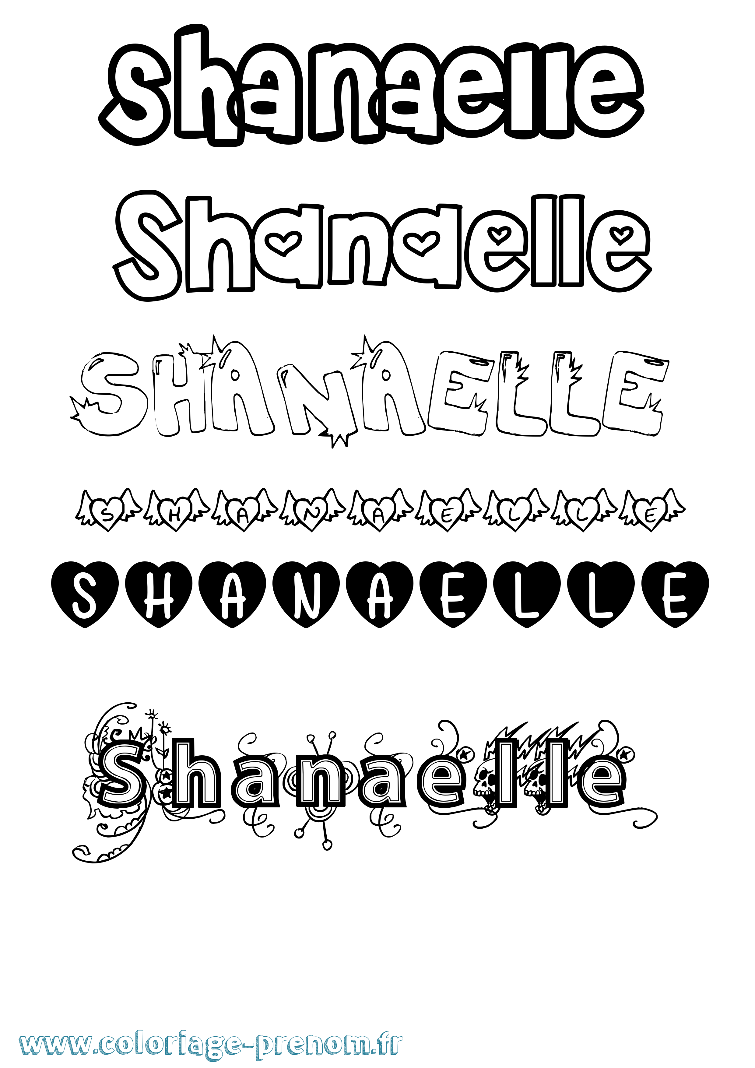 Coloriage prénom Shanaelle Girly