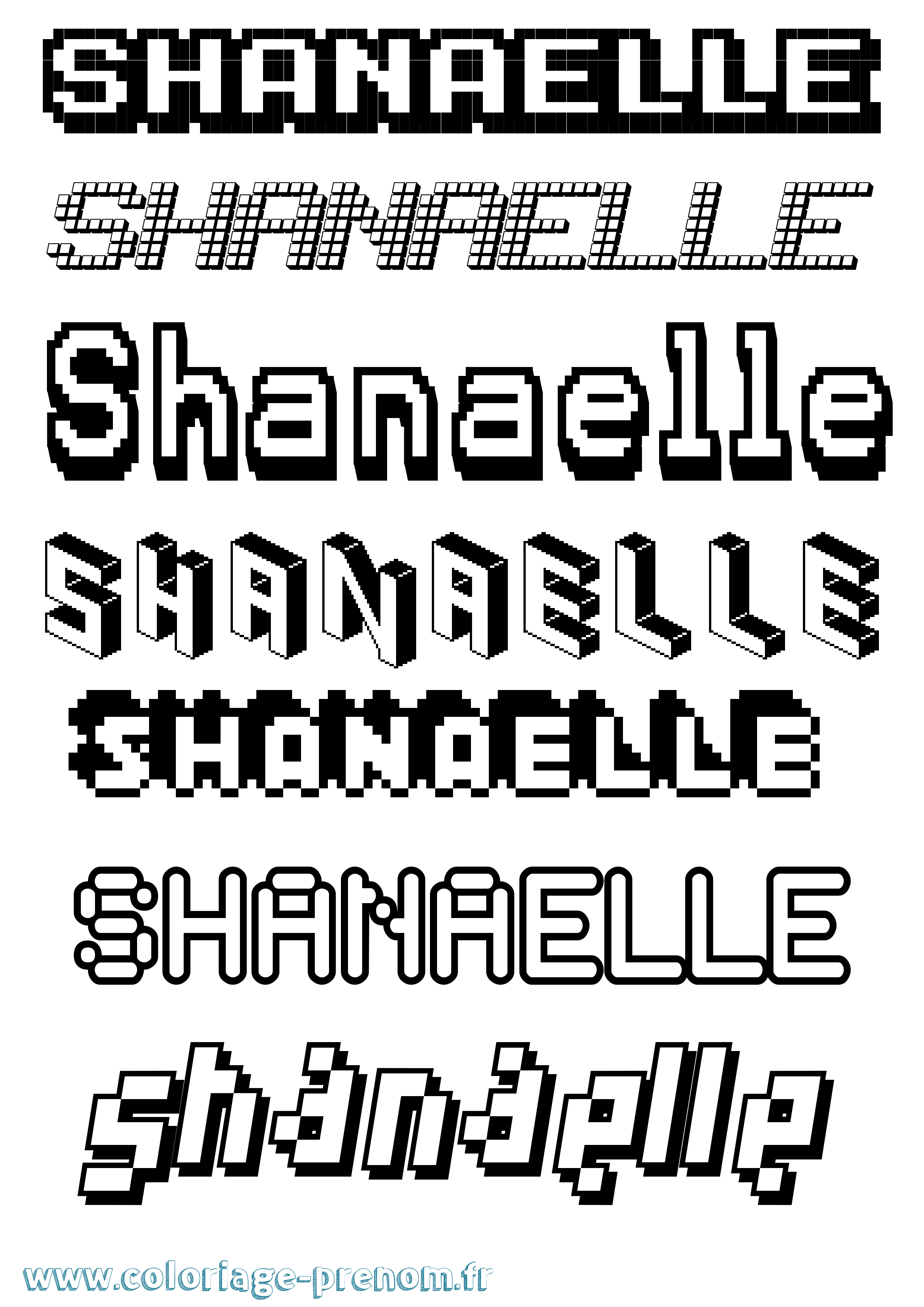 Coloriage prénom Shanaelle Pixel
