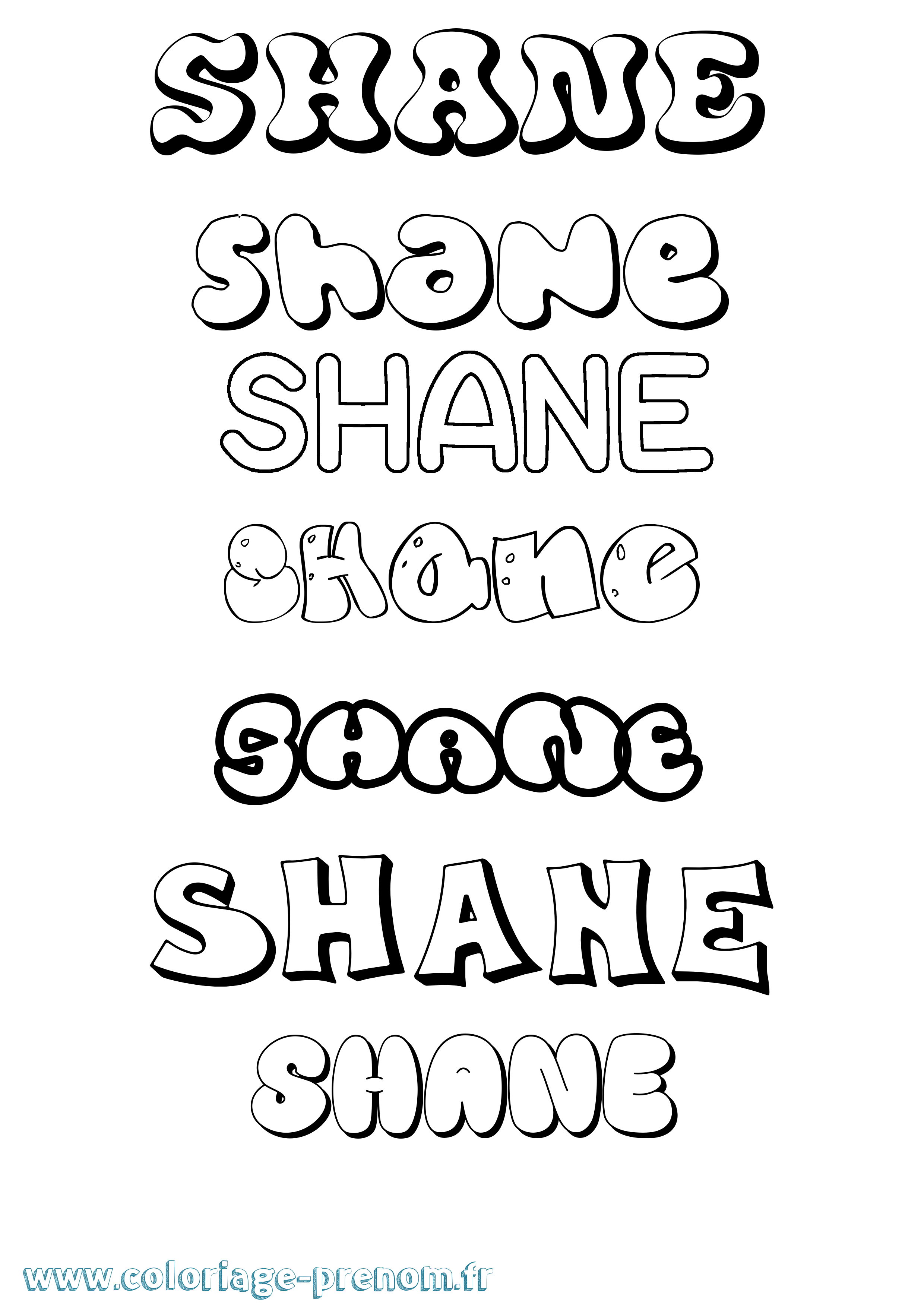 Coloriage prénom Shane Bubble