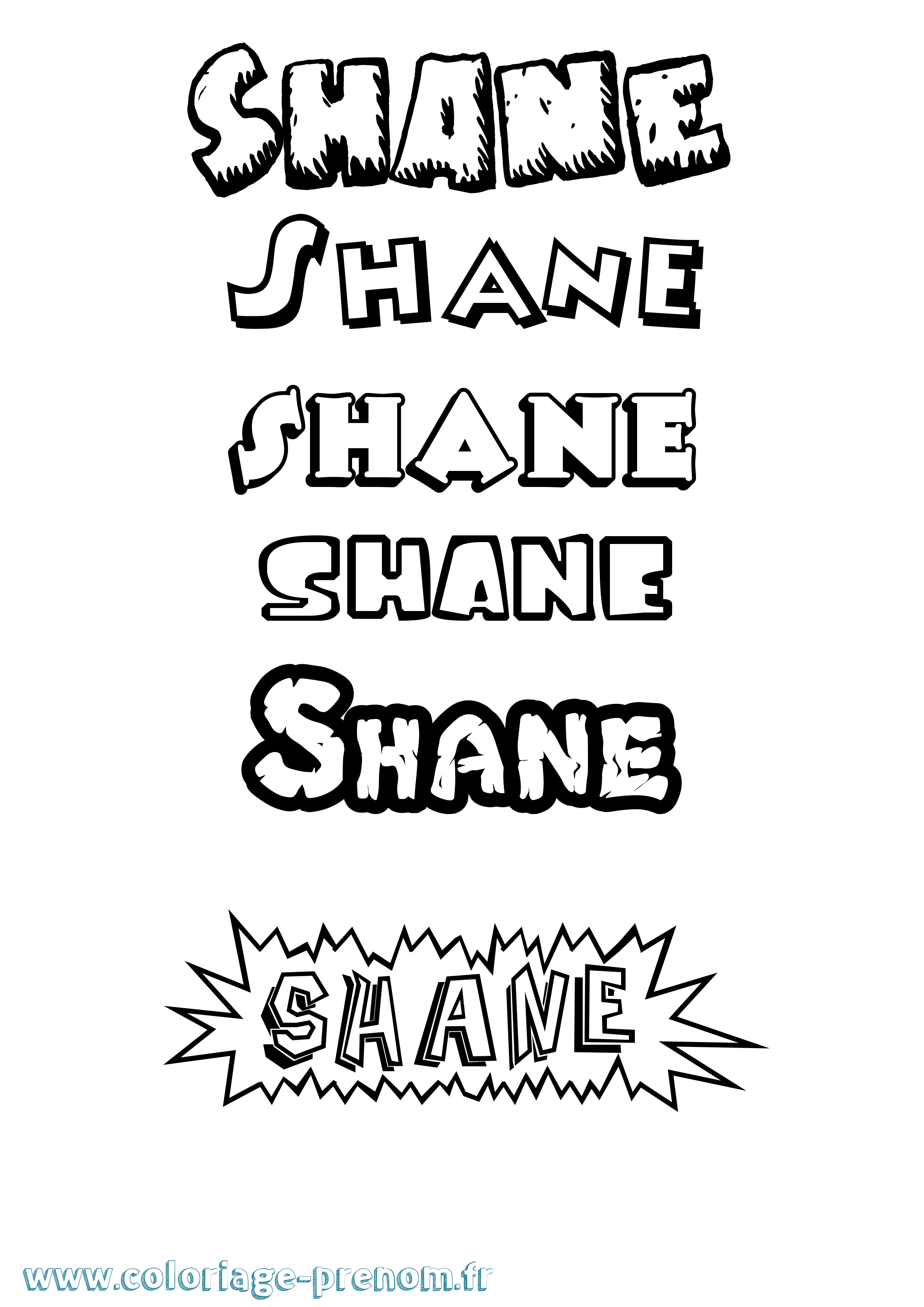 Coloriage prénom Shane Dessin Animé